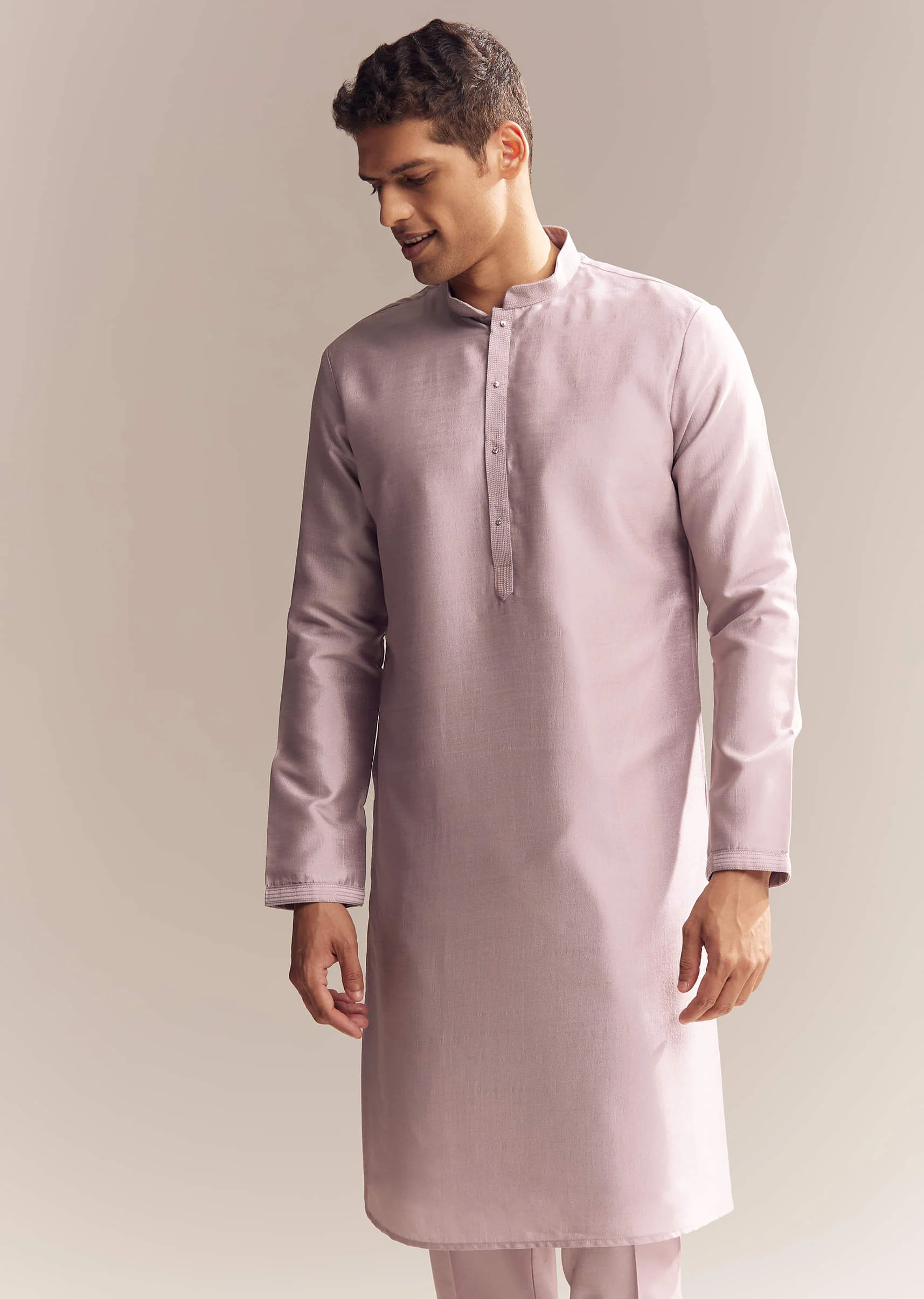 Purple Silk Kurta Jacket Set For Men With Mirror Embroidery - Image 6