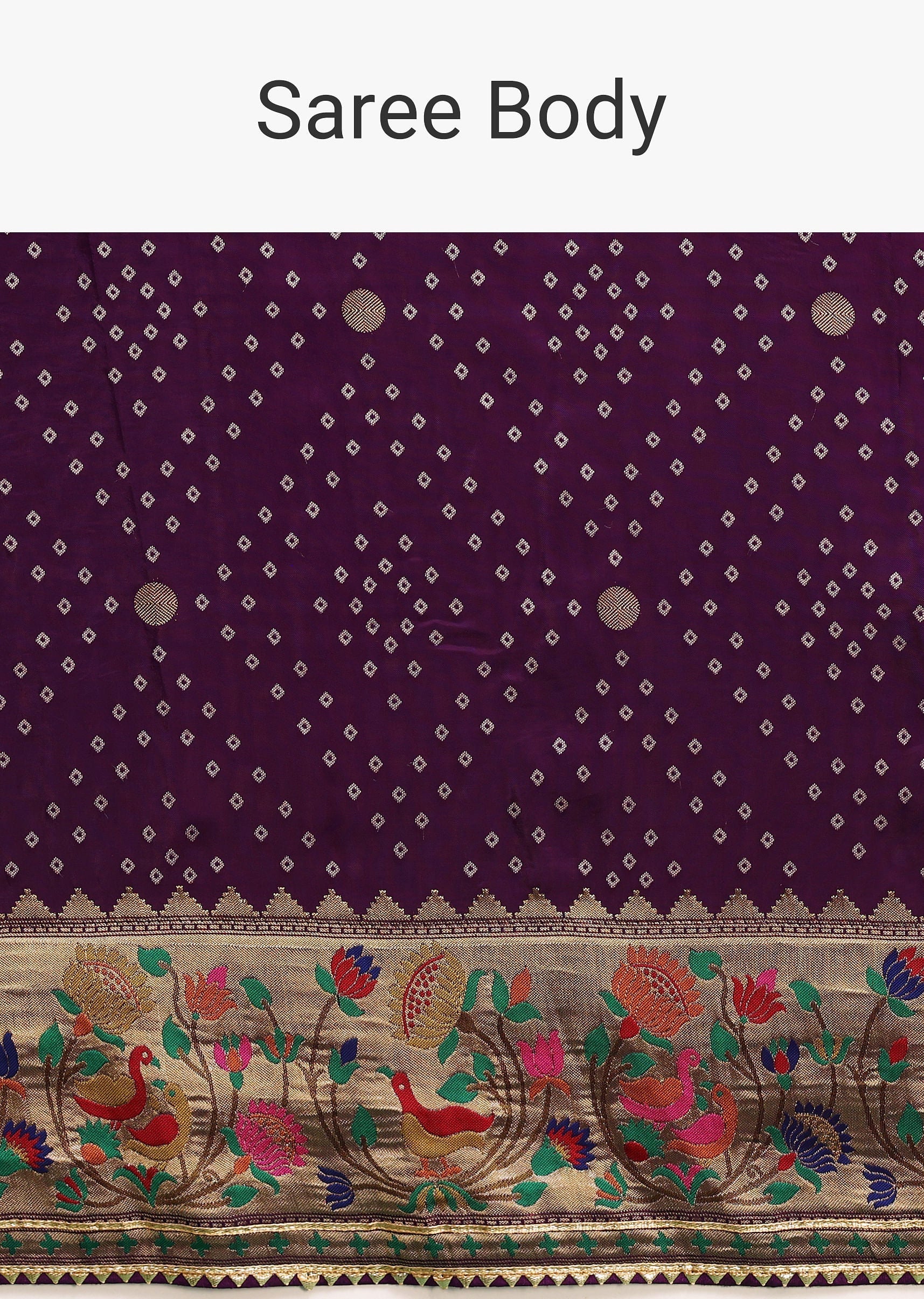 Purple Silk Woven Bandhani Saree With Paithani Border Pallu And Unstitched Blouse - Image 9