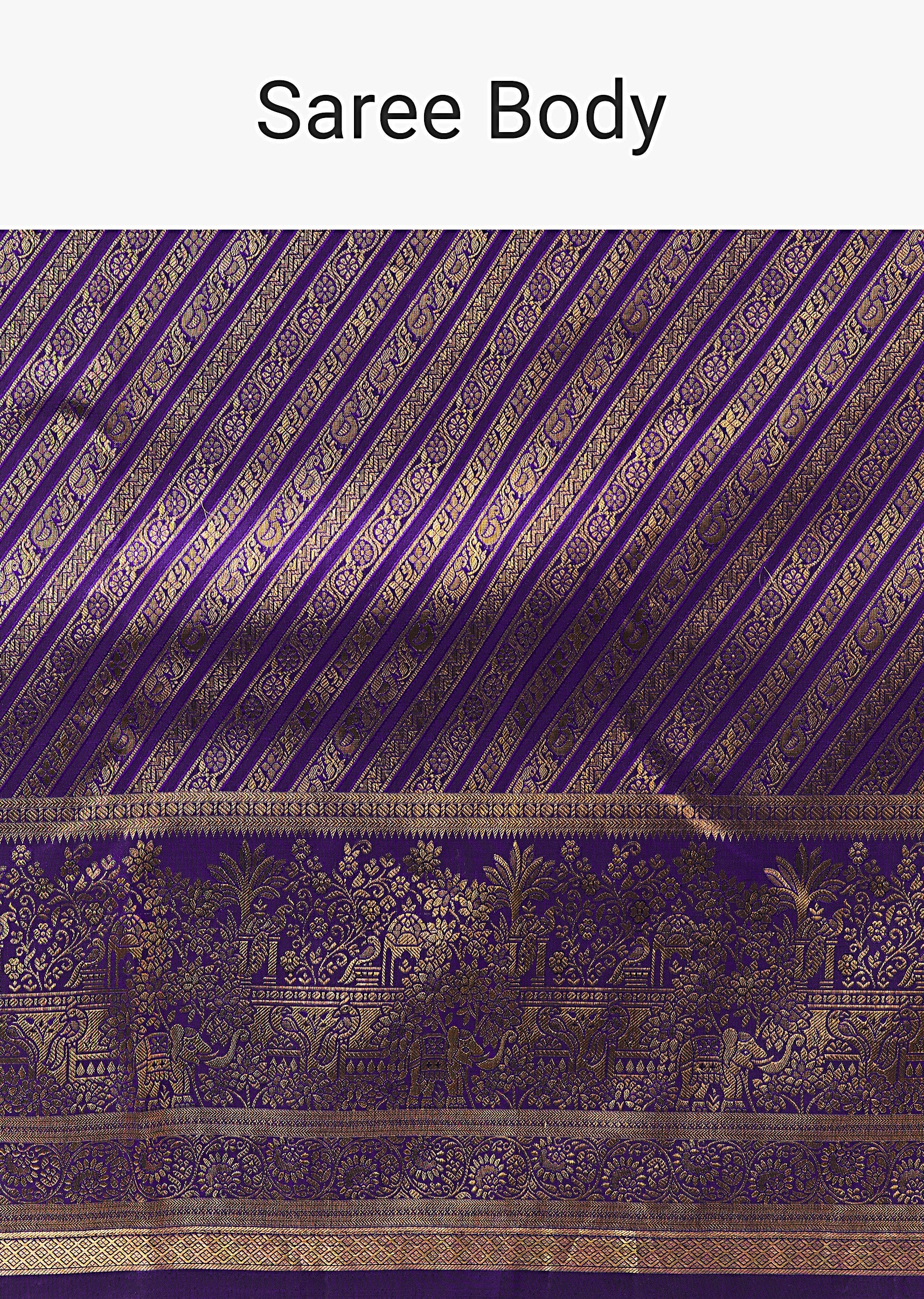 Purple Silk Woven Saree With Statement Border - Image 7