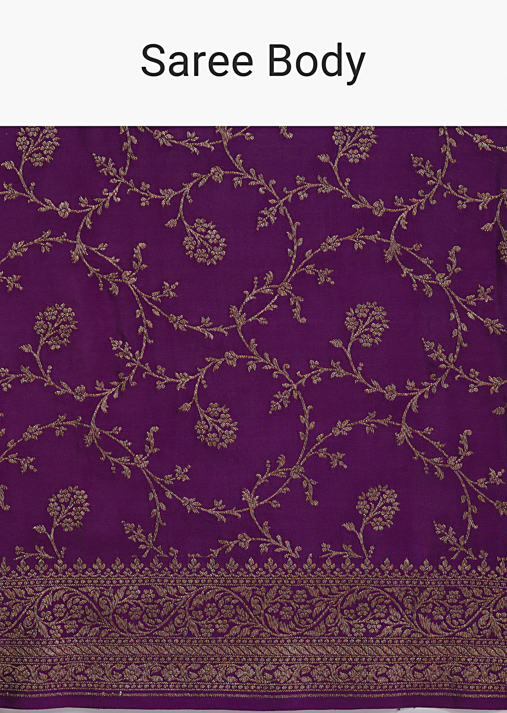 Purple Silk Woven Saree With Zari Jaal Work - Image 9