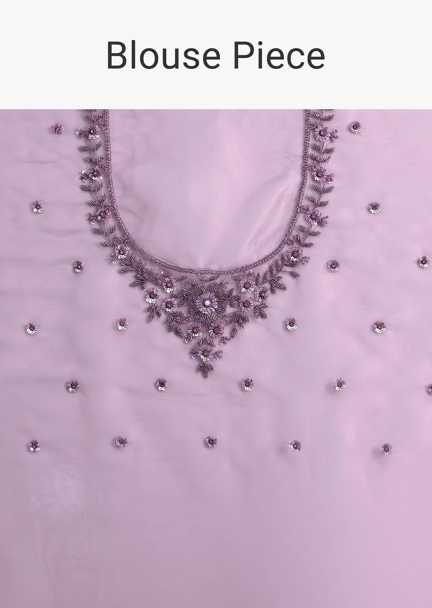 Purple Soft Organza Saree With Cutdana Sequins Embroidery - Image 10