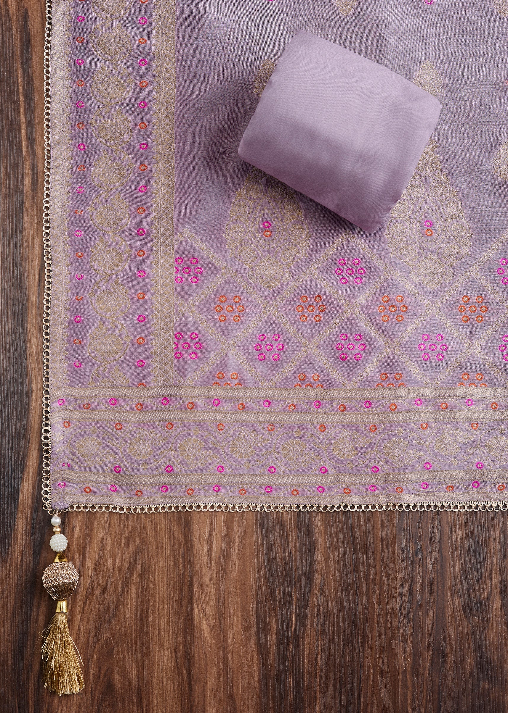 Purple Tissue Brocade Suit - Image 4