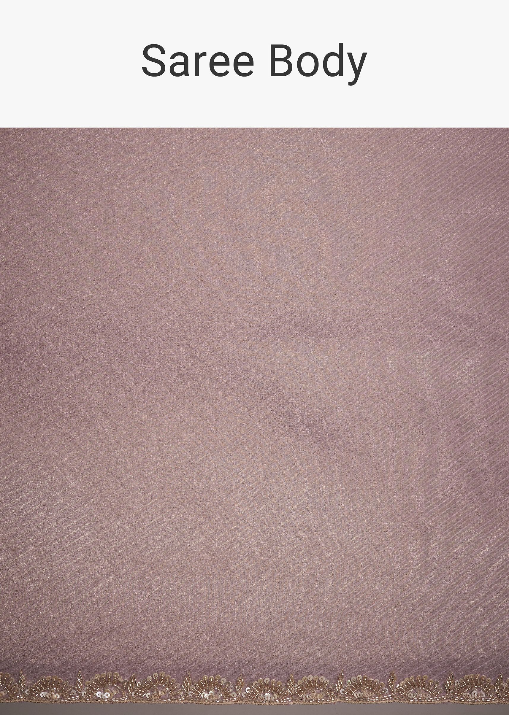 Purple Tissue Sequins Saree With Contrast Blouse - Image 9