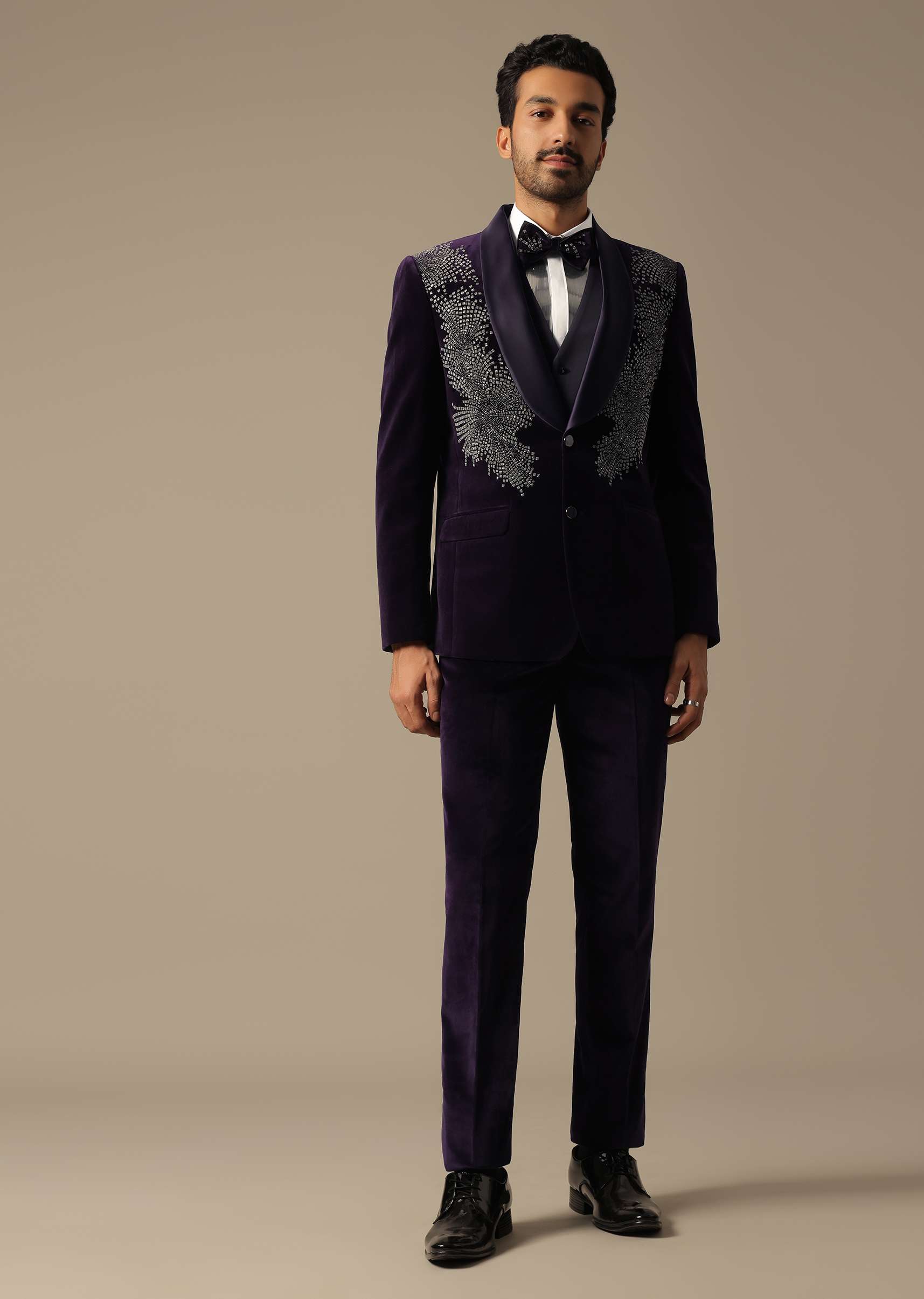 Purple Velvet Tuxedo For Grooms - Image 2