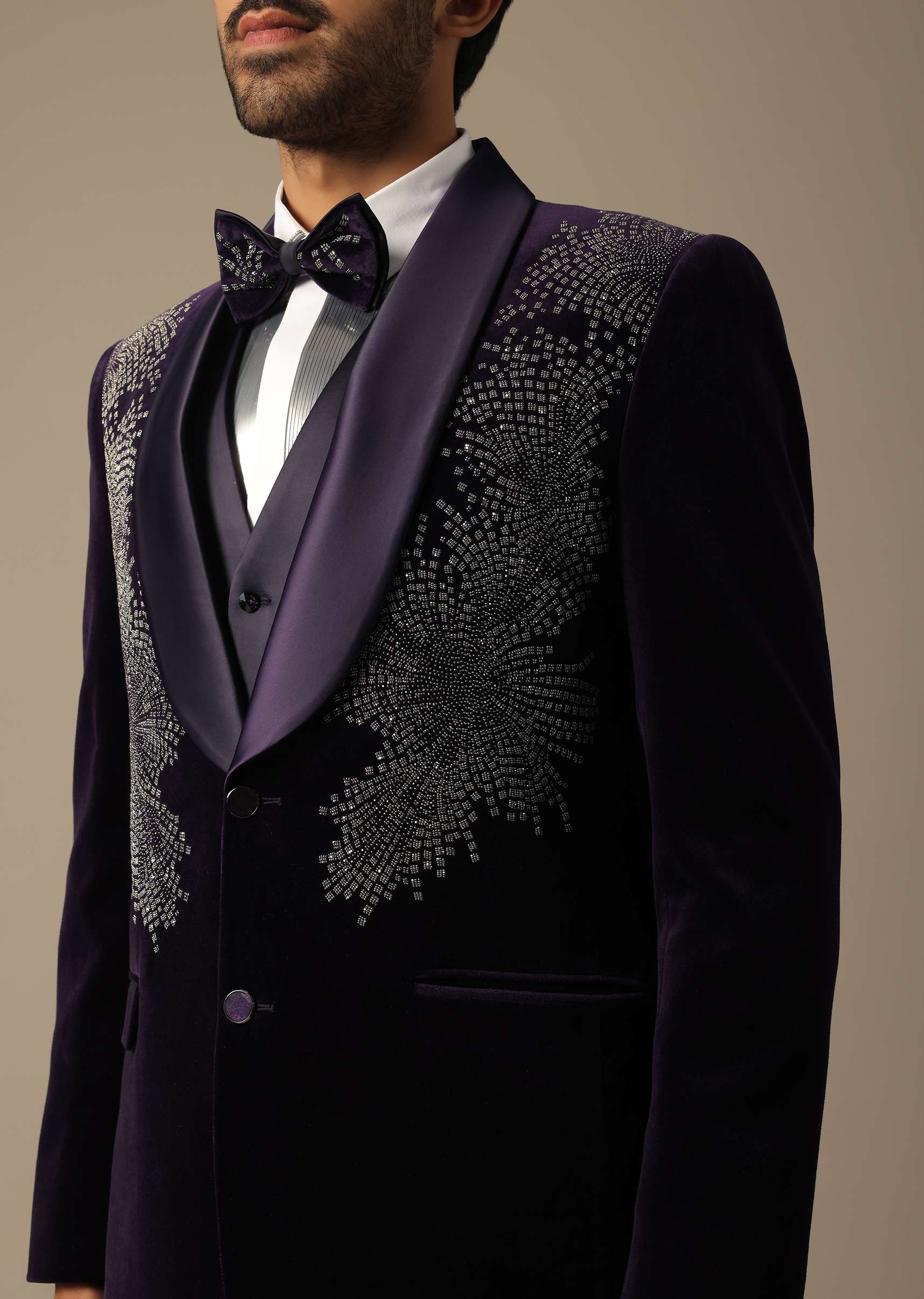 Purple Velvet Tuxedo For Grooms - Image 3
