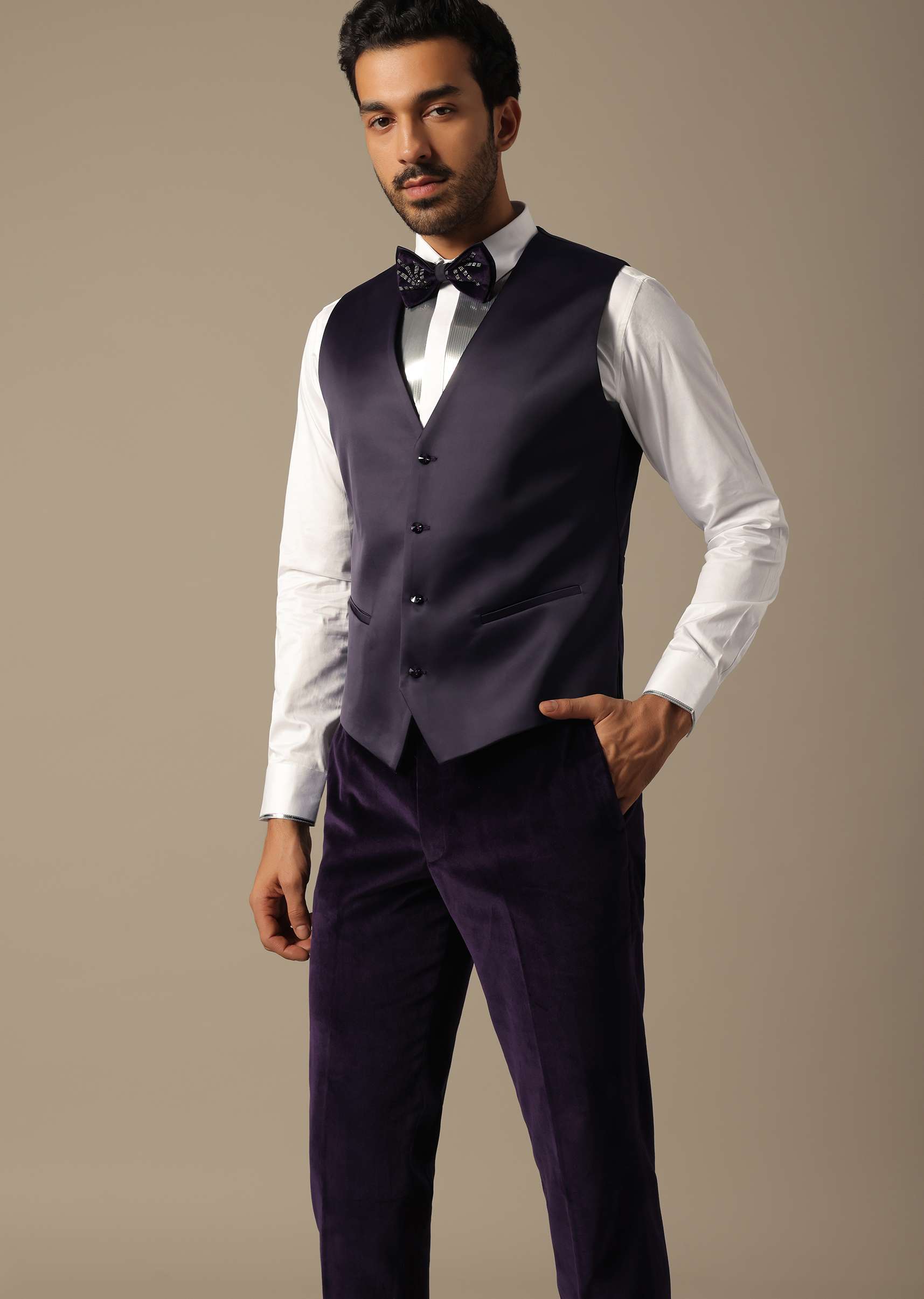 Purple Velvet Tuxedo For Grooms - Image 6