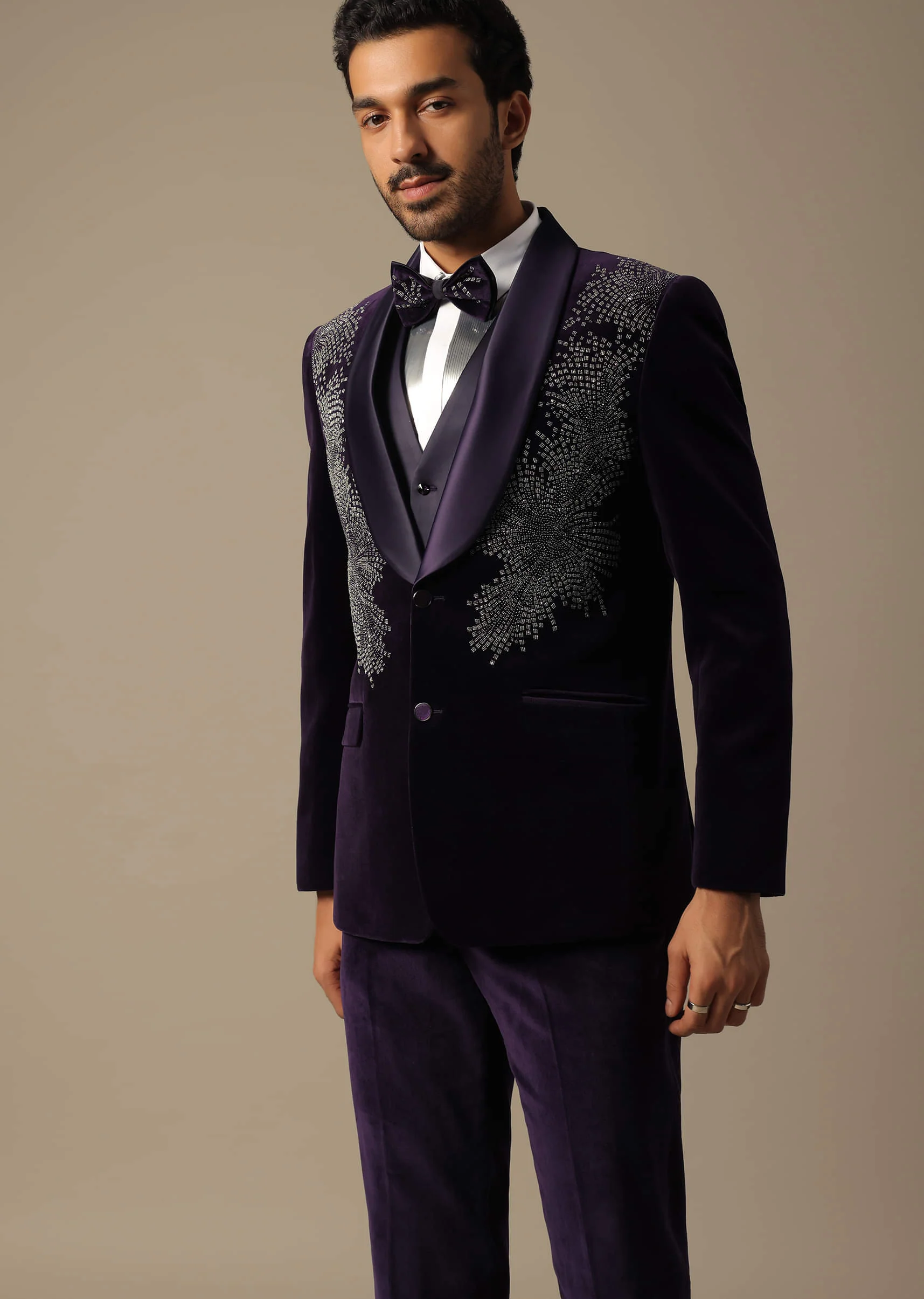 Purple Velvet Tuxedo For Grooms - Image 9