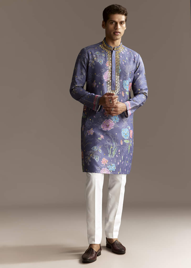 Purple Viscose Kurta Set - Image 2