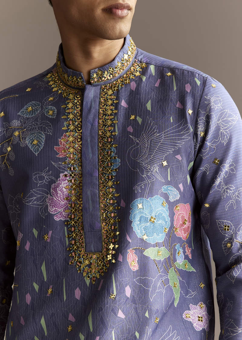Purple Viscose Kurta Set - Image 4
