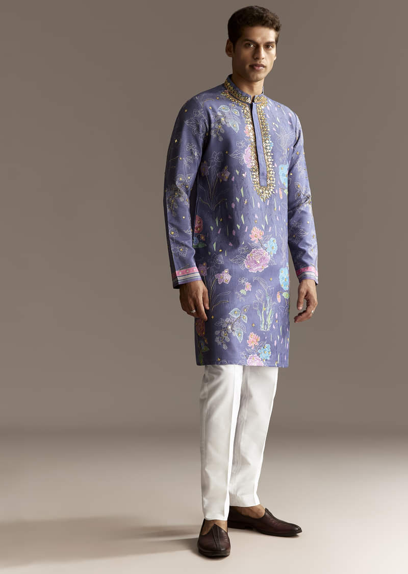 Purple Viscose Kurta Set - Image 5