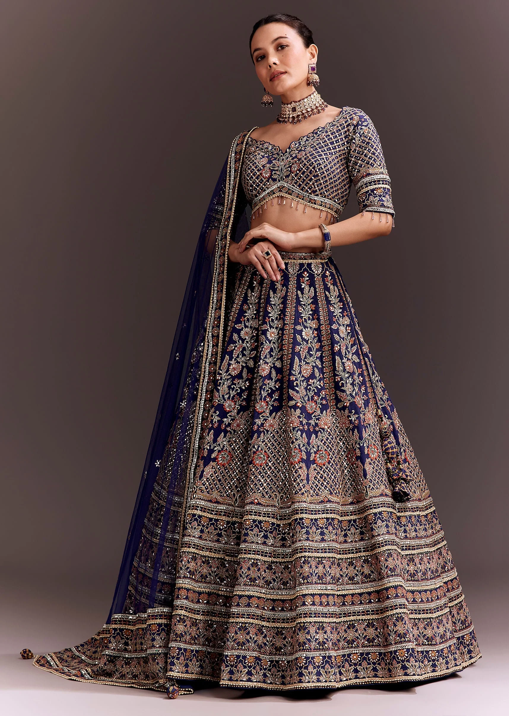 Purple Zari Embroidered Lehenga Set - Image 3
