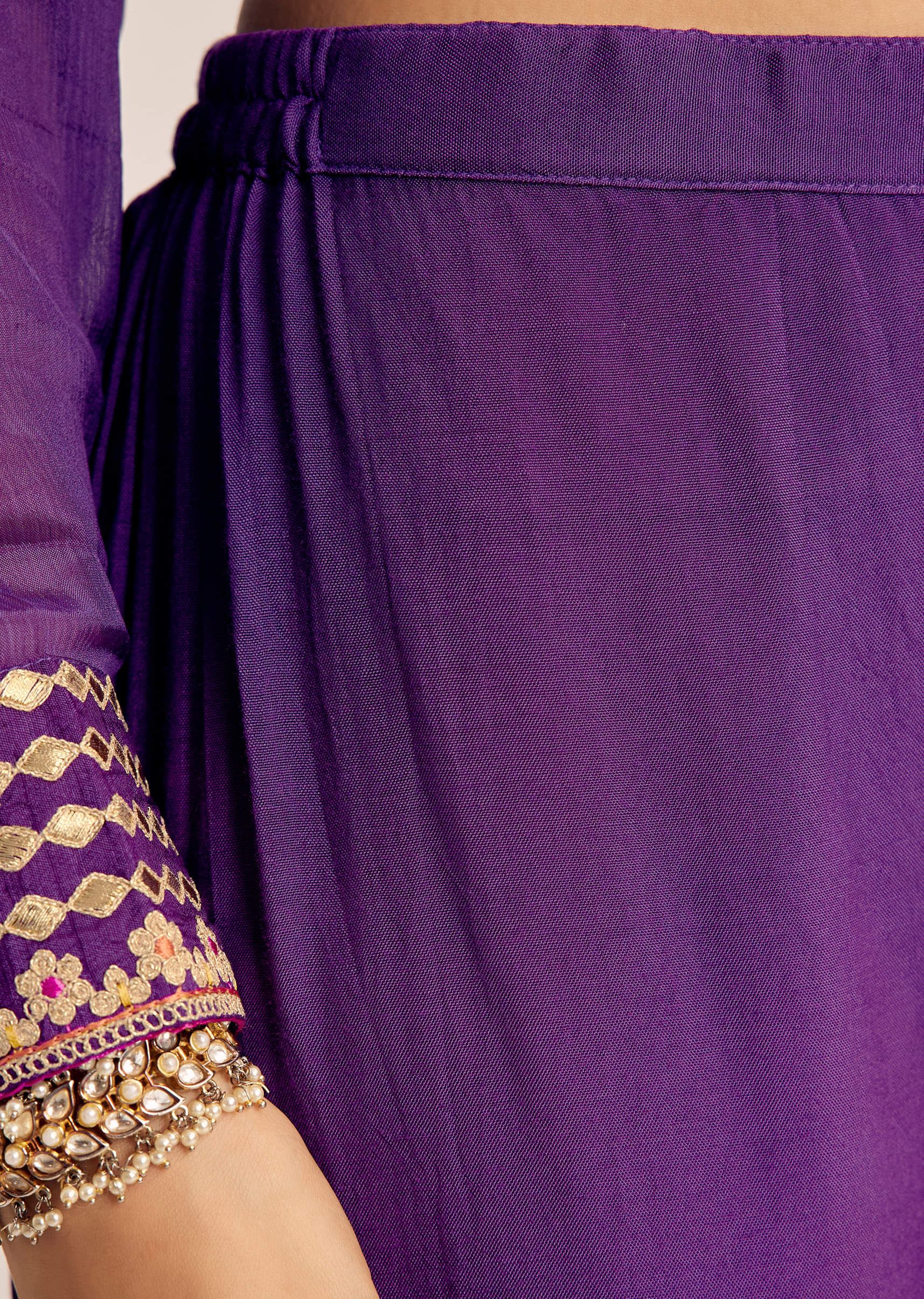 Purple Zari Neckline Chinon Anarkali Suit With Organza Dupatta - Image 6