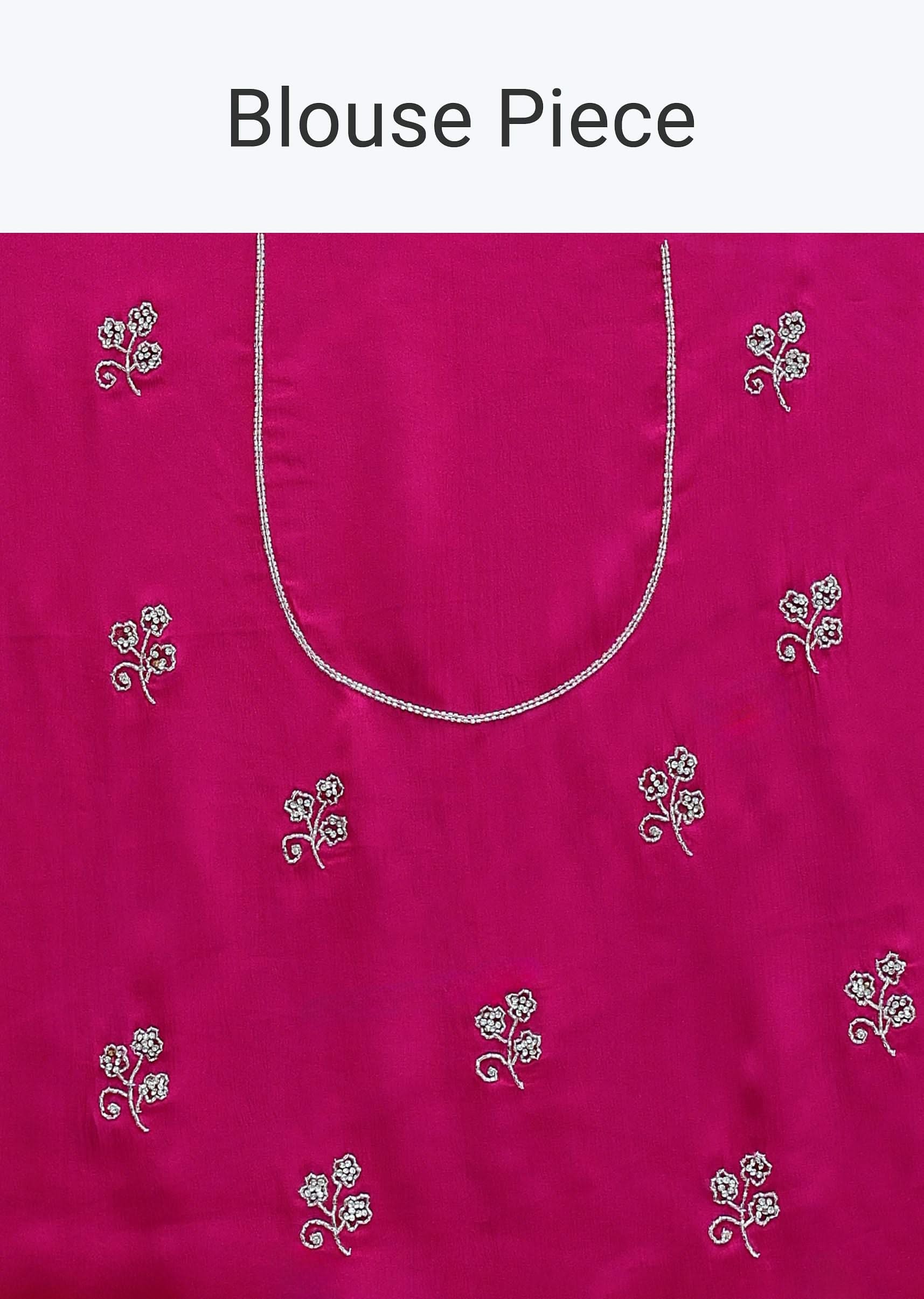 Radiant Pink Saree With Stone Embellishments All Over - Image 10