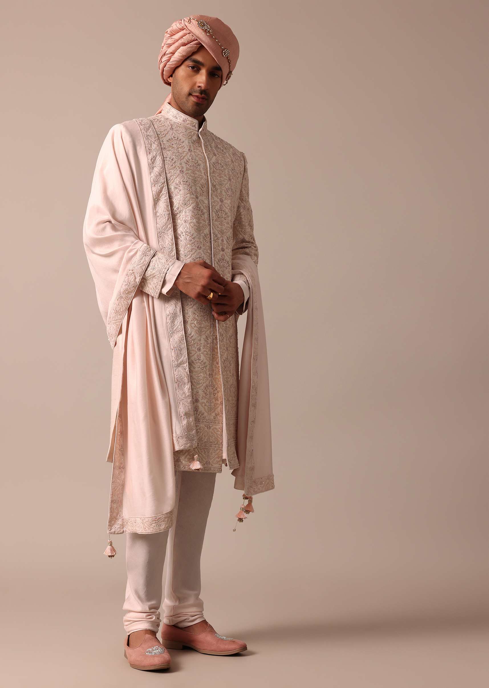 Radiant Pink Sherwani With Heavy Embroidery Work - Image 3