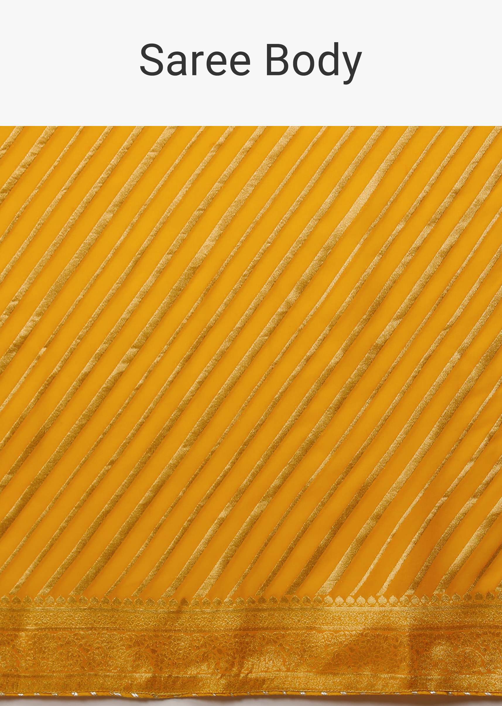 Radiant Yellow Saree In Georgette With Brocade Woven Diagonal Stripes And Floral Border - Image 7