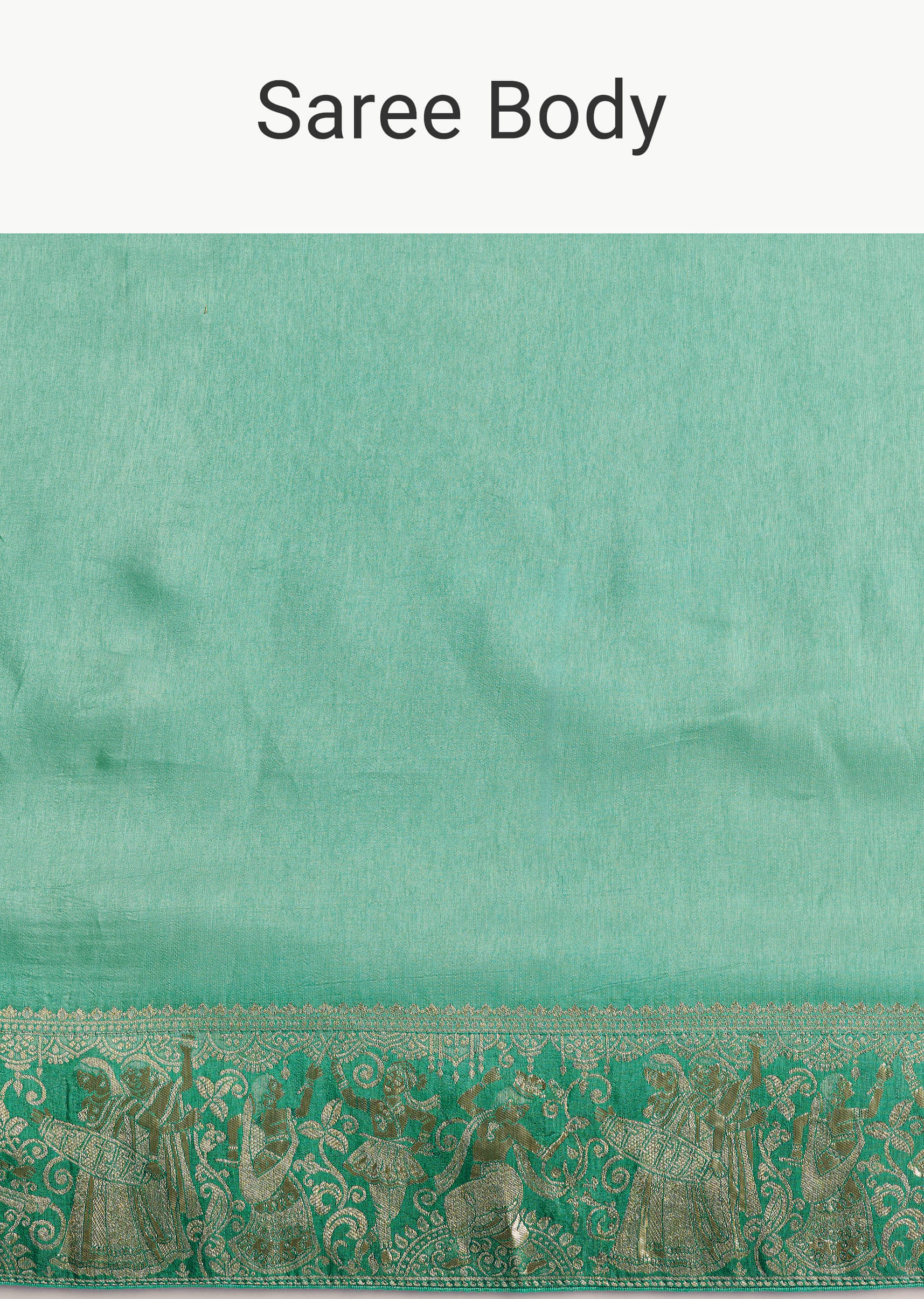 Rama Green Dola Silk Saree - Image 9