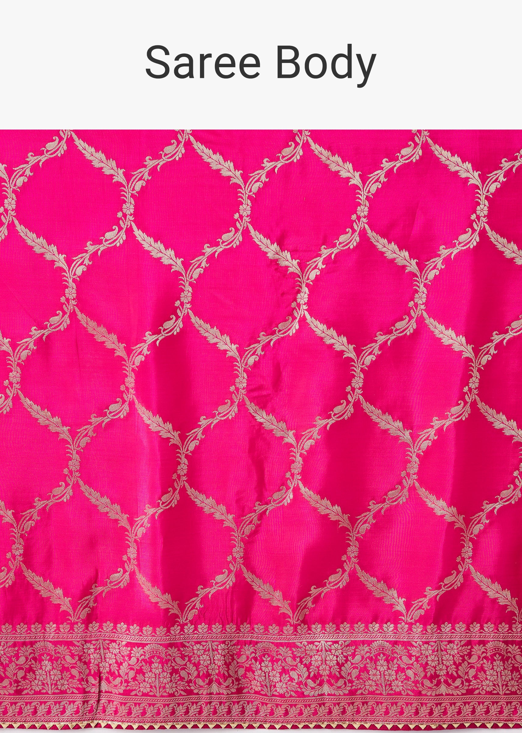 Rani Pink Abstract Woven Saree With Unstitched Blouse - Image 9