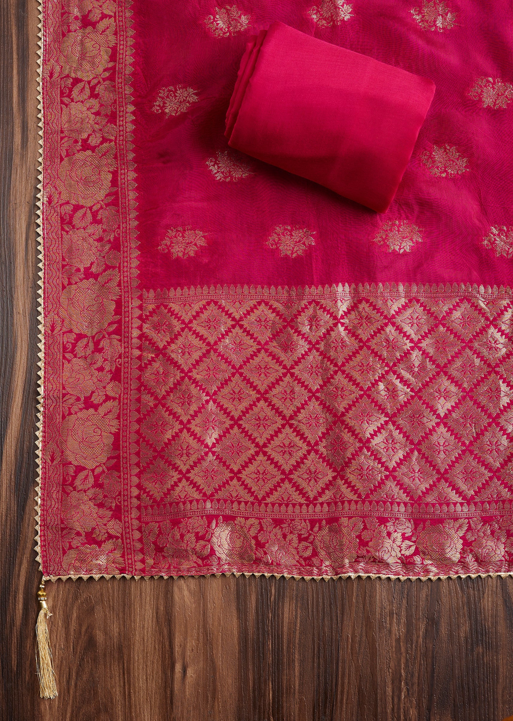 Rani Pink Brocade Suit - Image 4