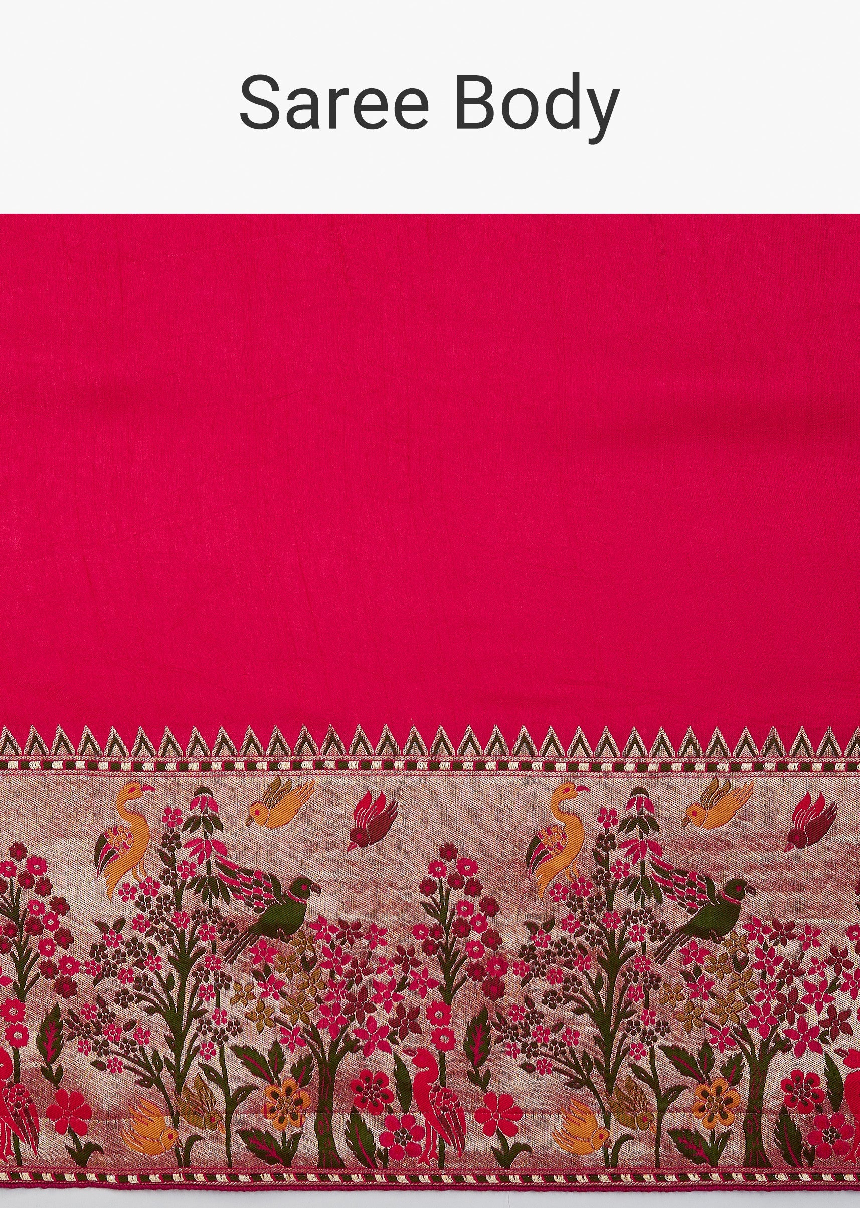 Rani Pink Dola Silk Saree With Zari Border - Image 9