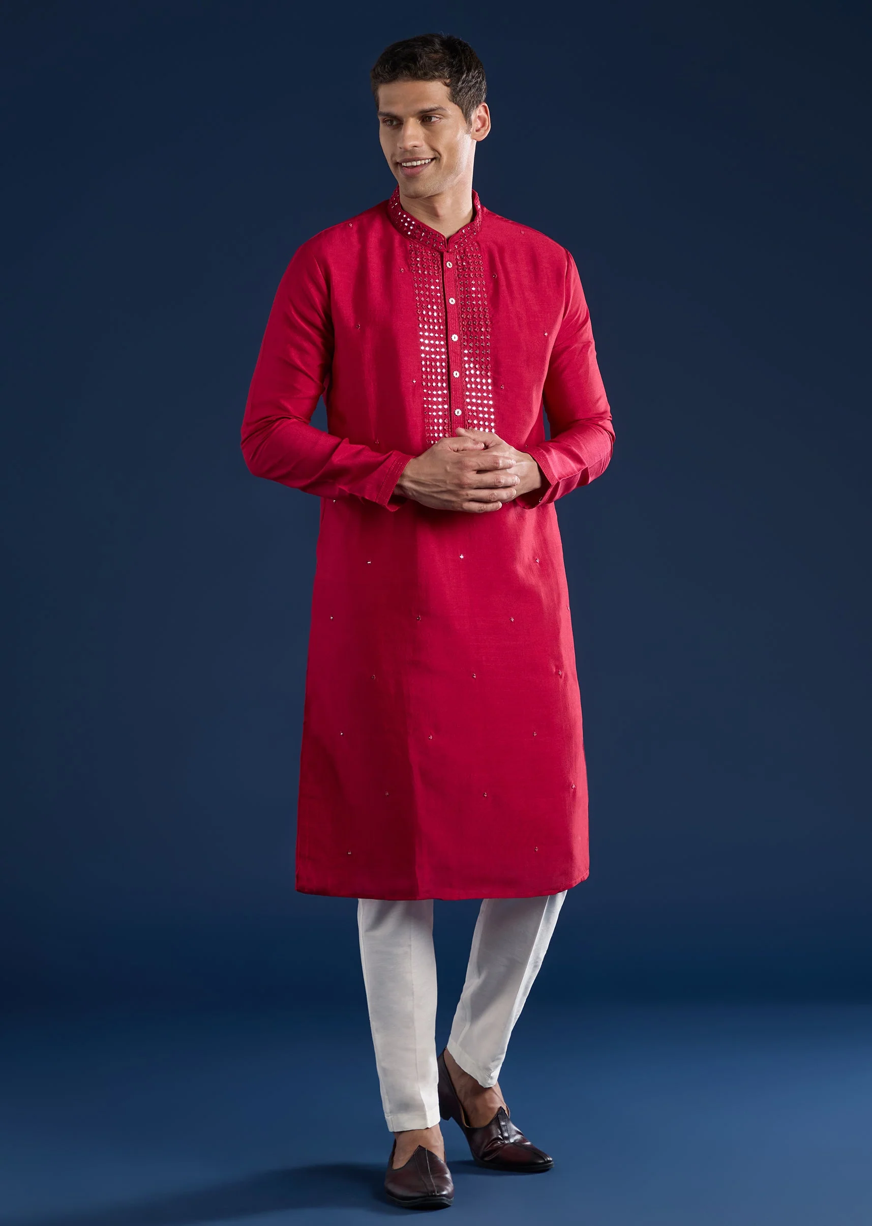 Rani Pink Embellished Kurta Set - Image 2