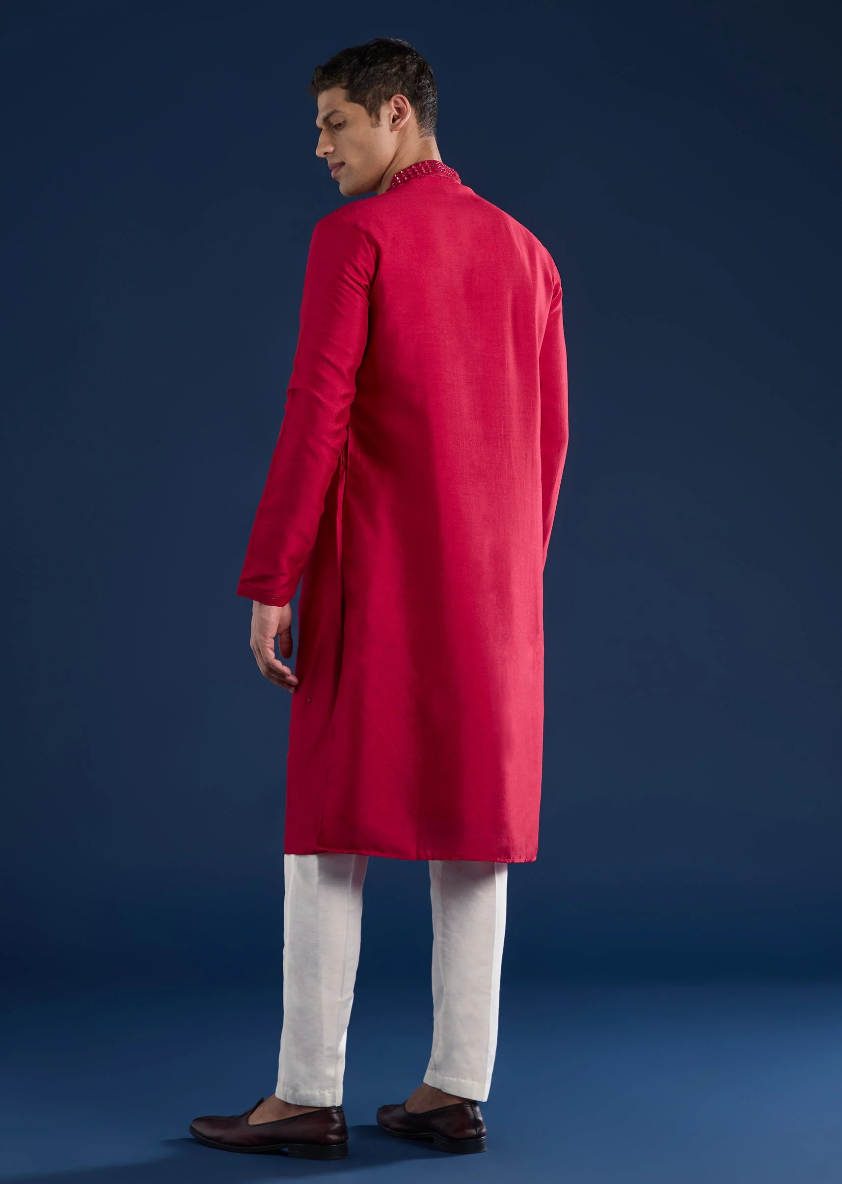 Rani Pink Embellished Kurta Set - Image 5