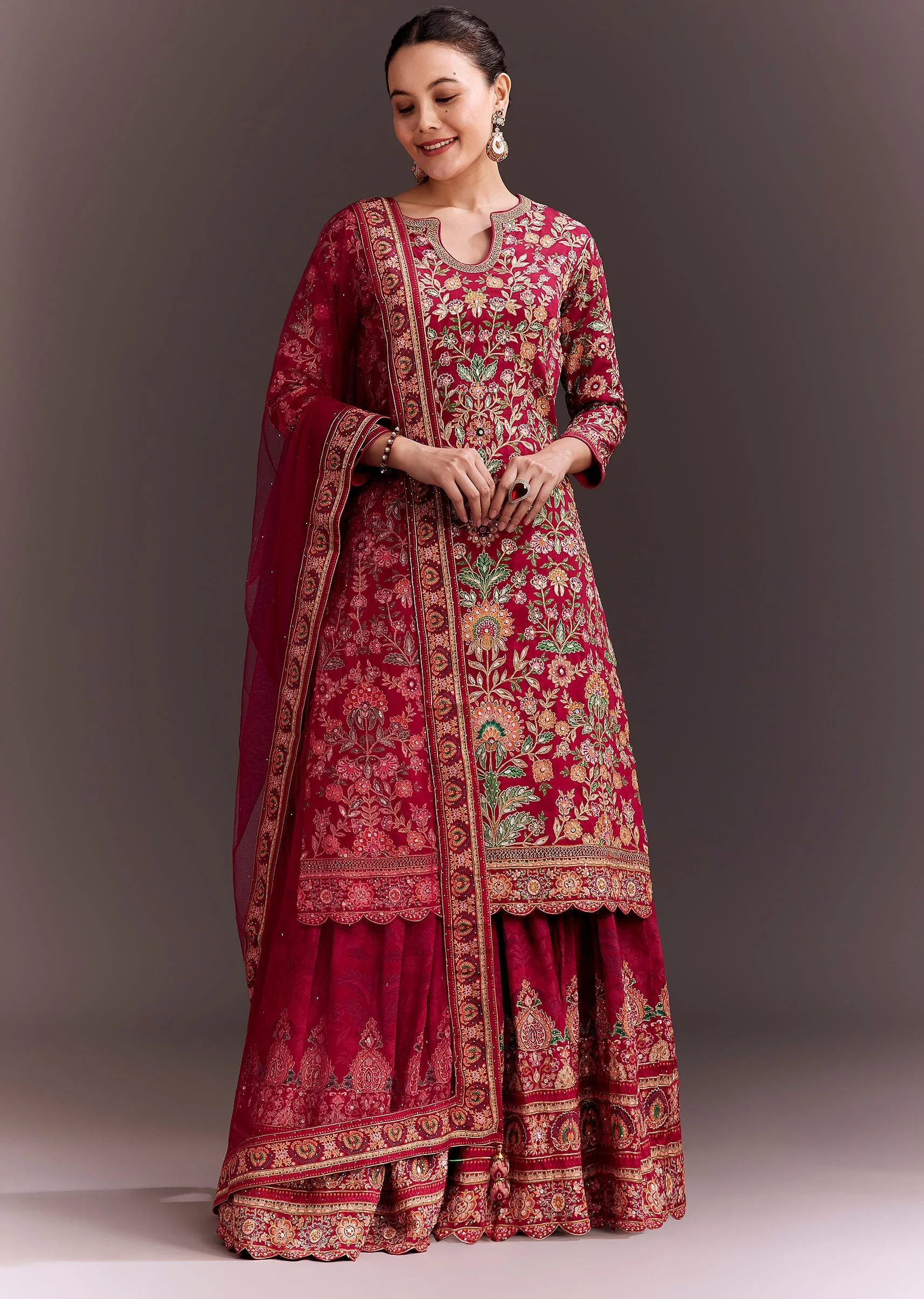 Rani Pink Embroidered Printed Palazzo Set - Image 3