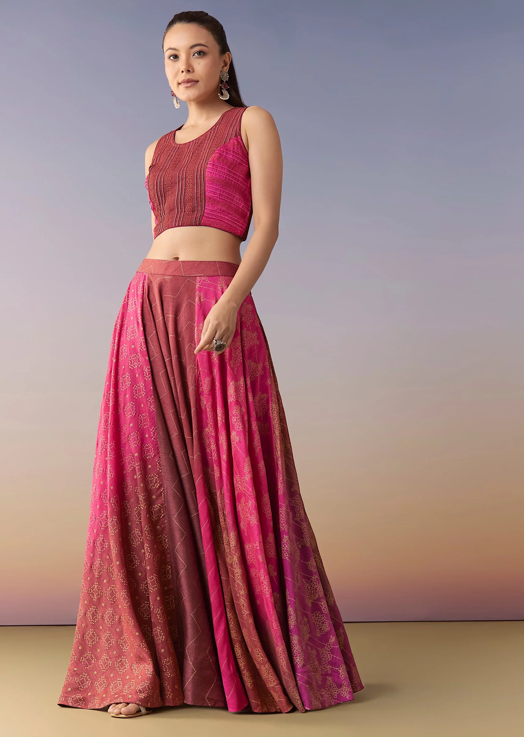Rani Pink Floral Jacket Skirt Set - Image 6