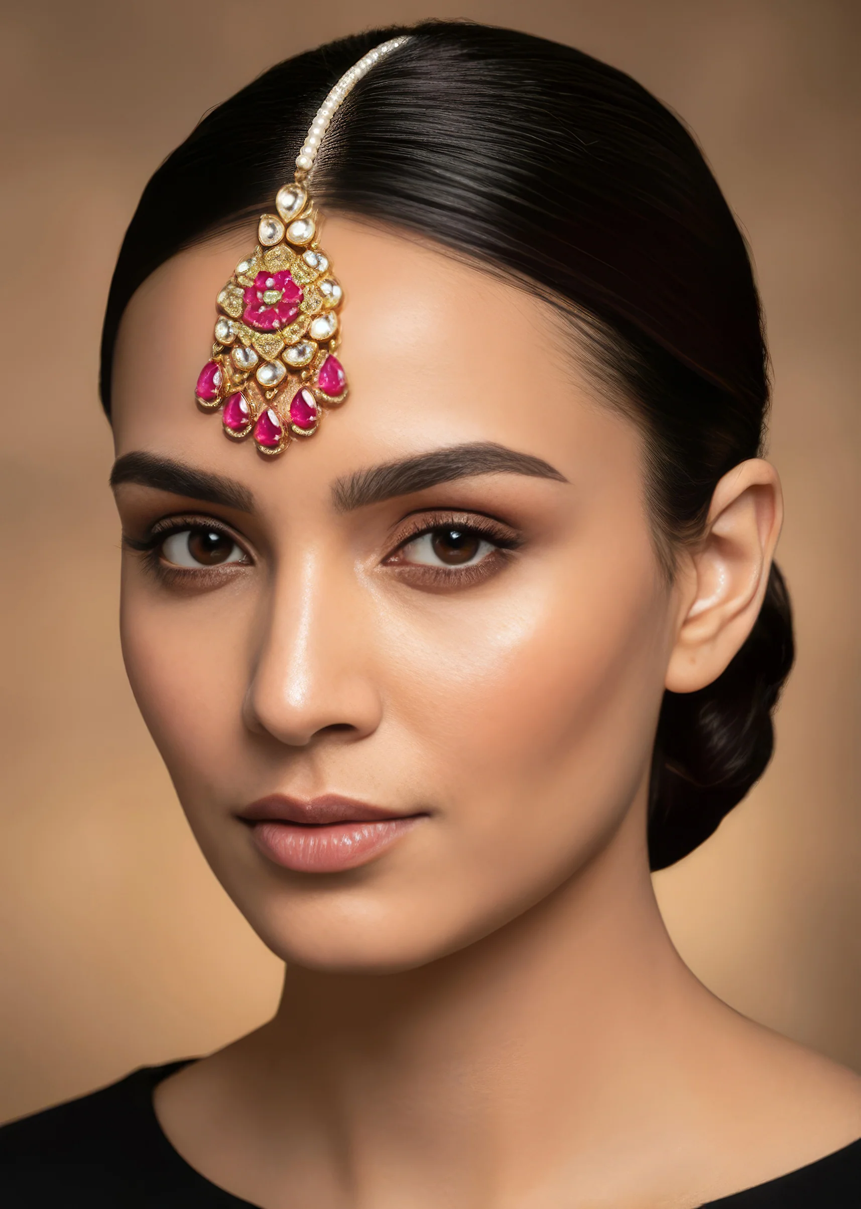 Rani Pink Jewellery Set In Polki And Semi Precious Stones