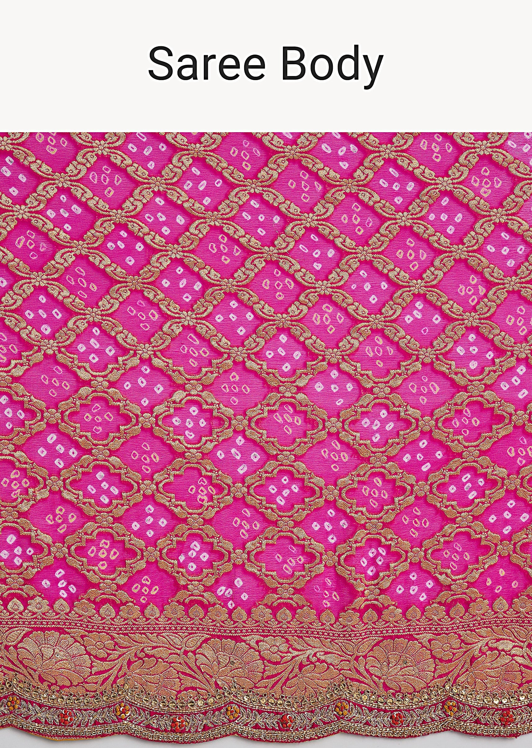Rani Pink Khadi Georgette Saree With Satin Blouse - Image 9