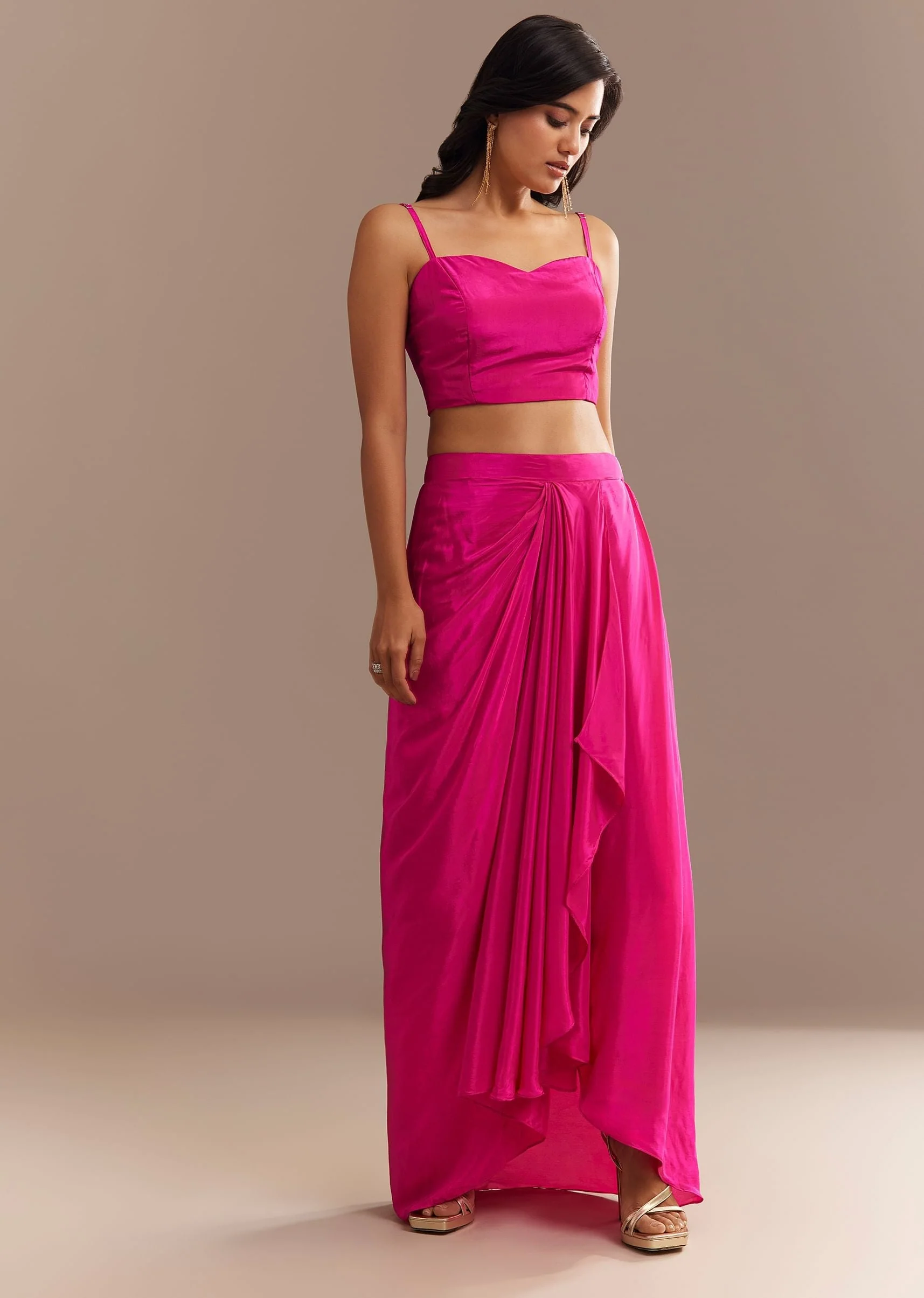 Rani Pink Ombre Zardosi Cape Skirt Set - Image 5