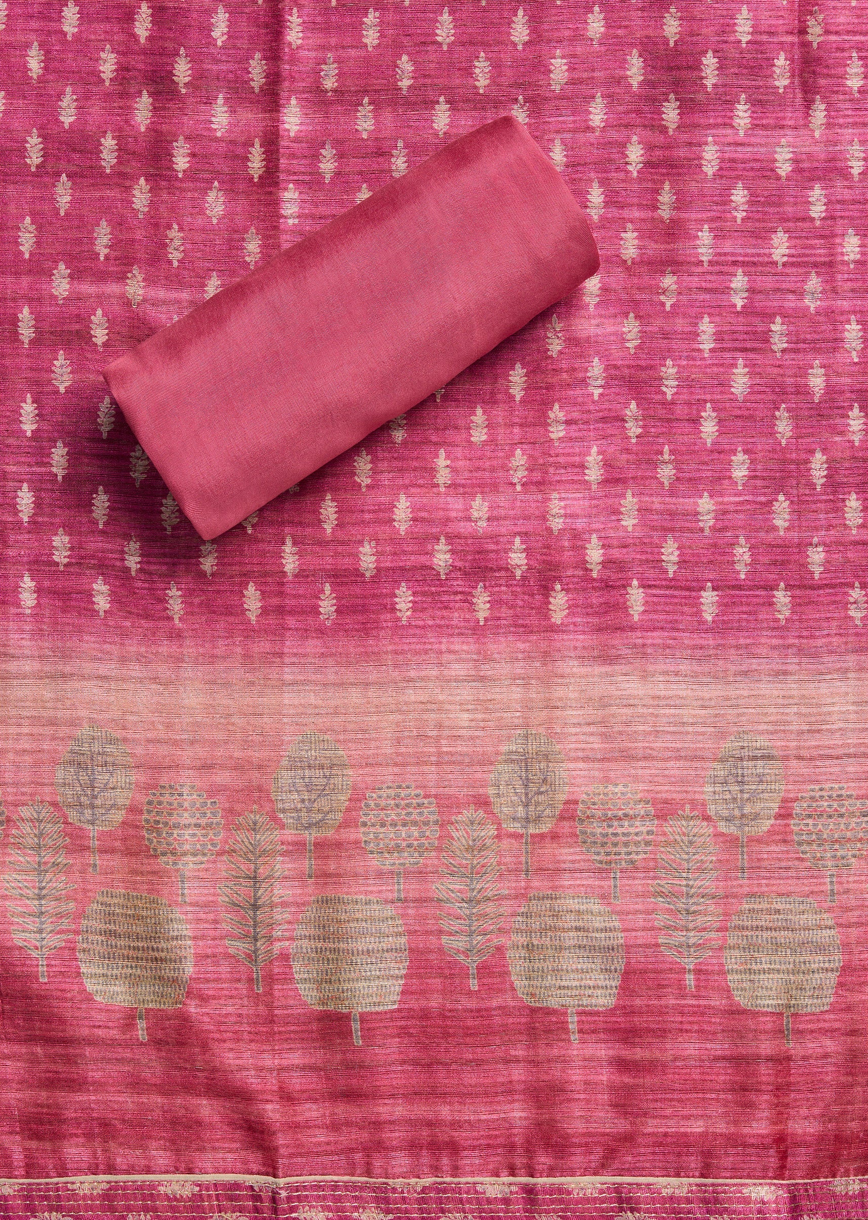 Rani Pink Printed Tissue Unstitched Suit Set - Image 4