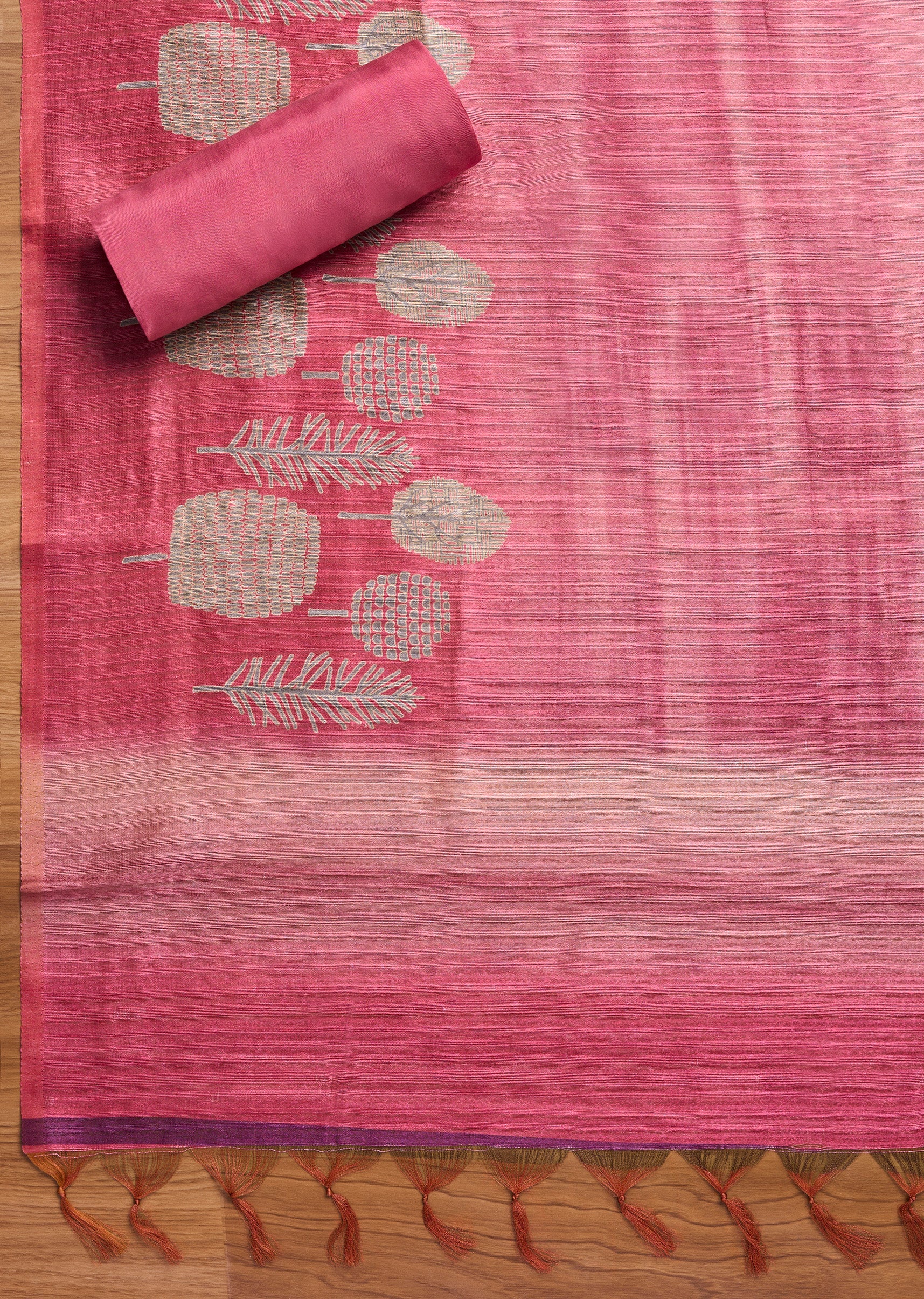 Rani Pink Printed Tissue Unstitched Suit Set - Image 5