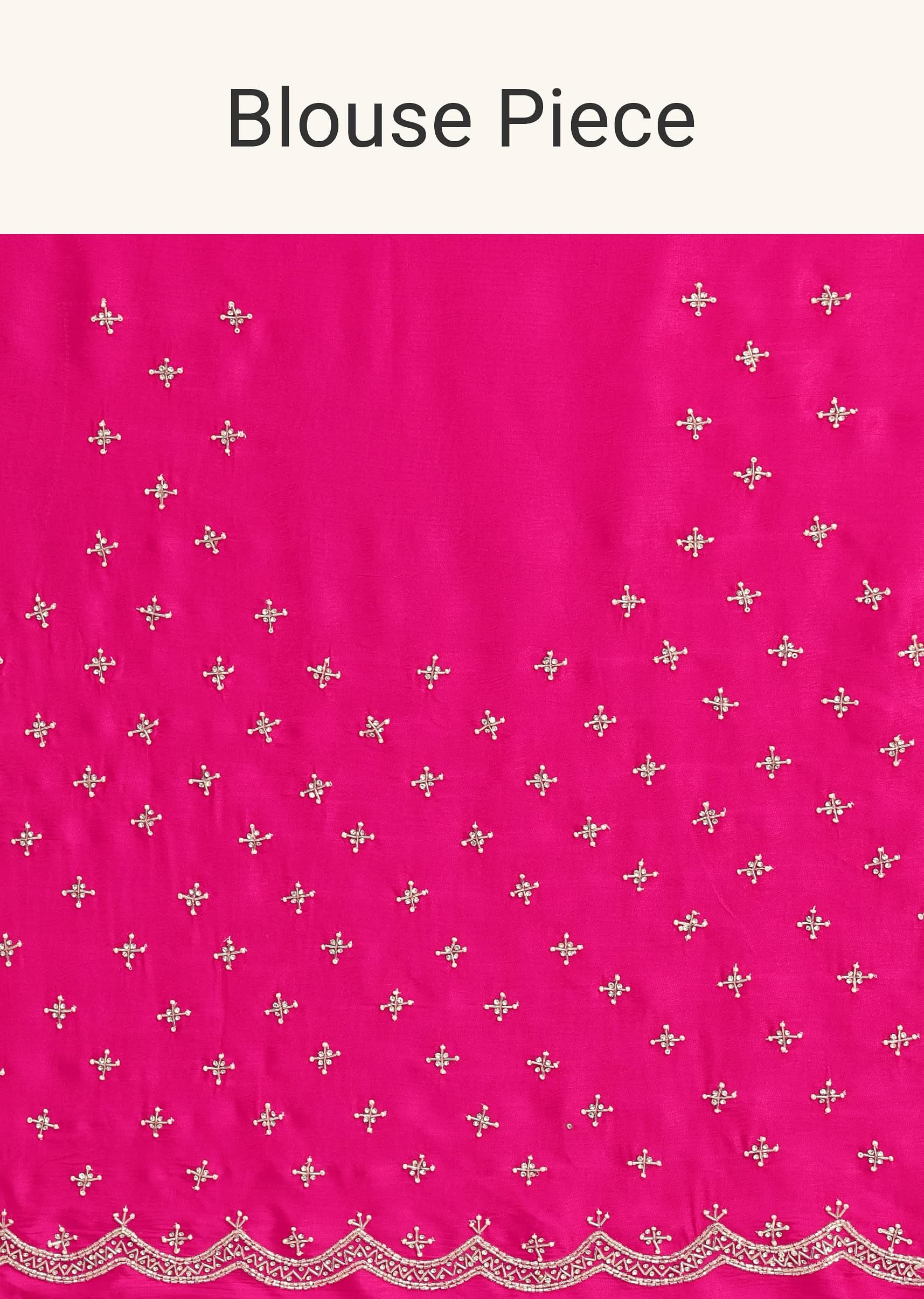 Rani Pink Satin Chinon Saree With Scallop Border And Unstitched Blouse Piece - Image 10
