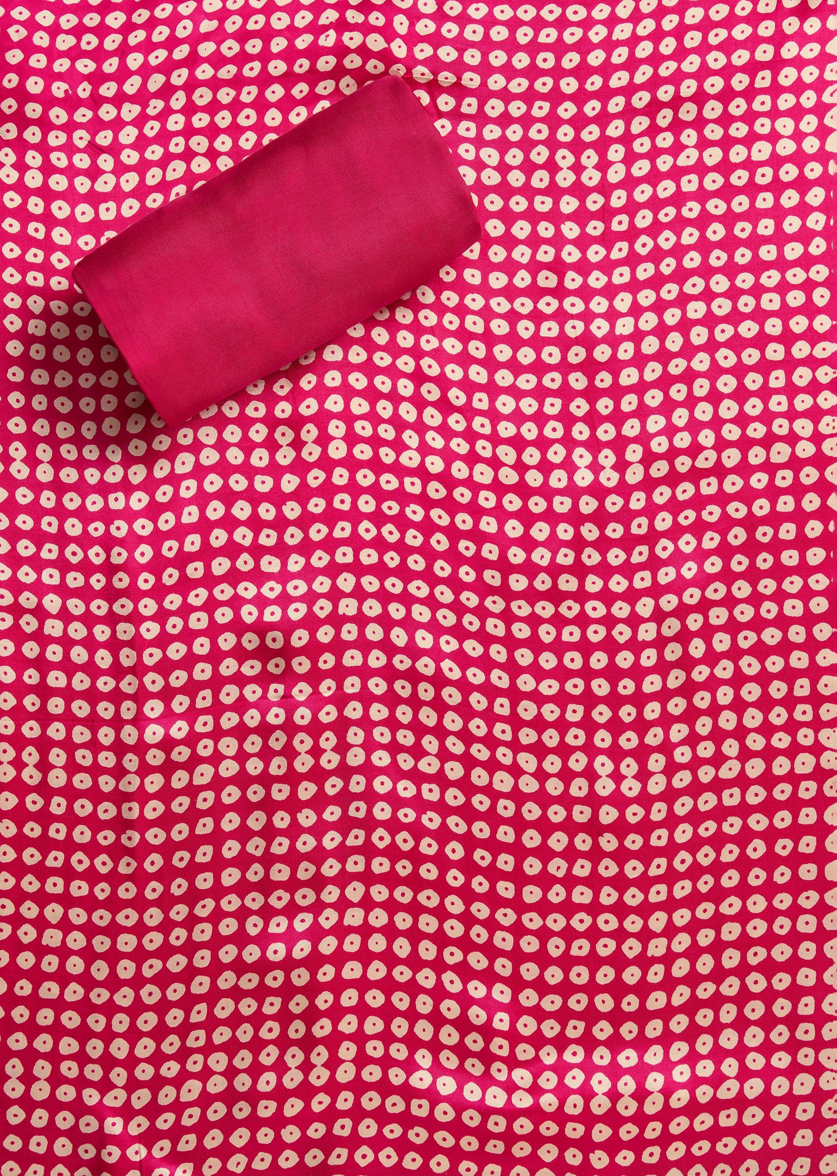 Rani Pink Satin Printed Unstitched Suit with Dupatta and Bottom Fabric - Image 4