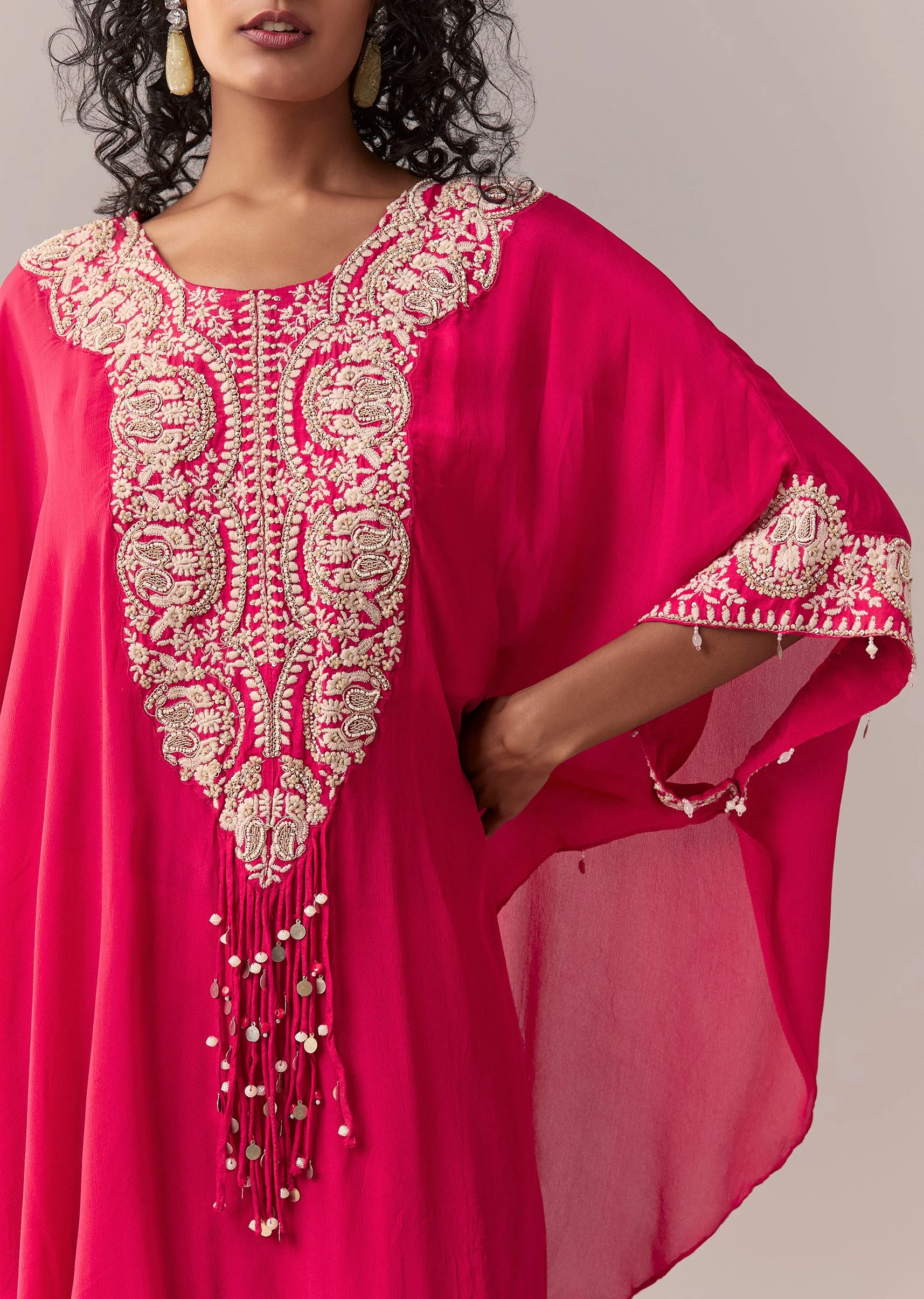 Rani Pink Threadwork Cape Co-ord Set - Image 2