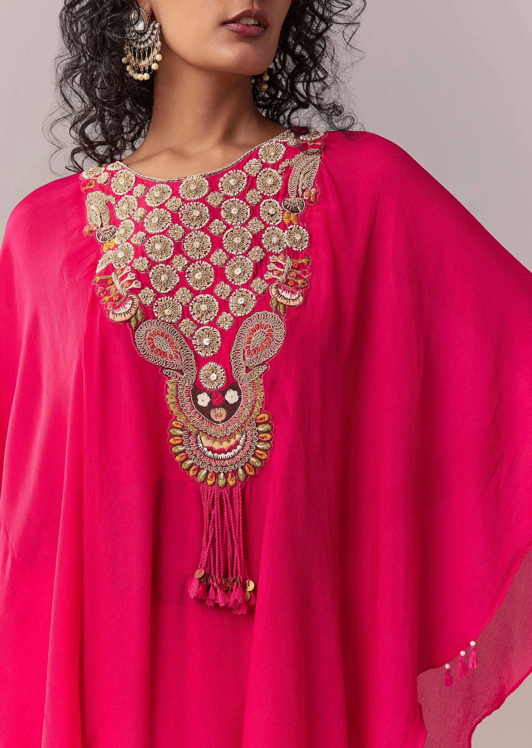 Rani Pink Zardosi Cape Co-ord Set - Image 2