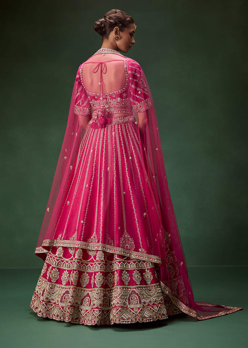 Red Bridal Lehenga Set With Heavy Zari Embroidery And Dual Dupattas - Image 2