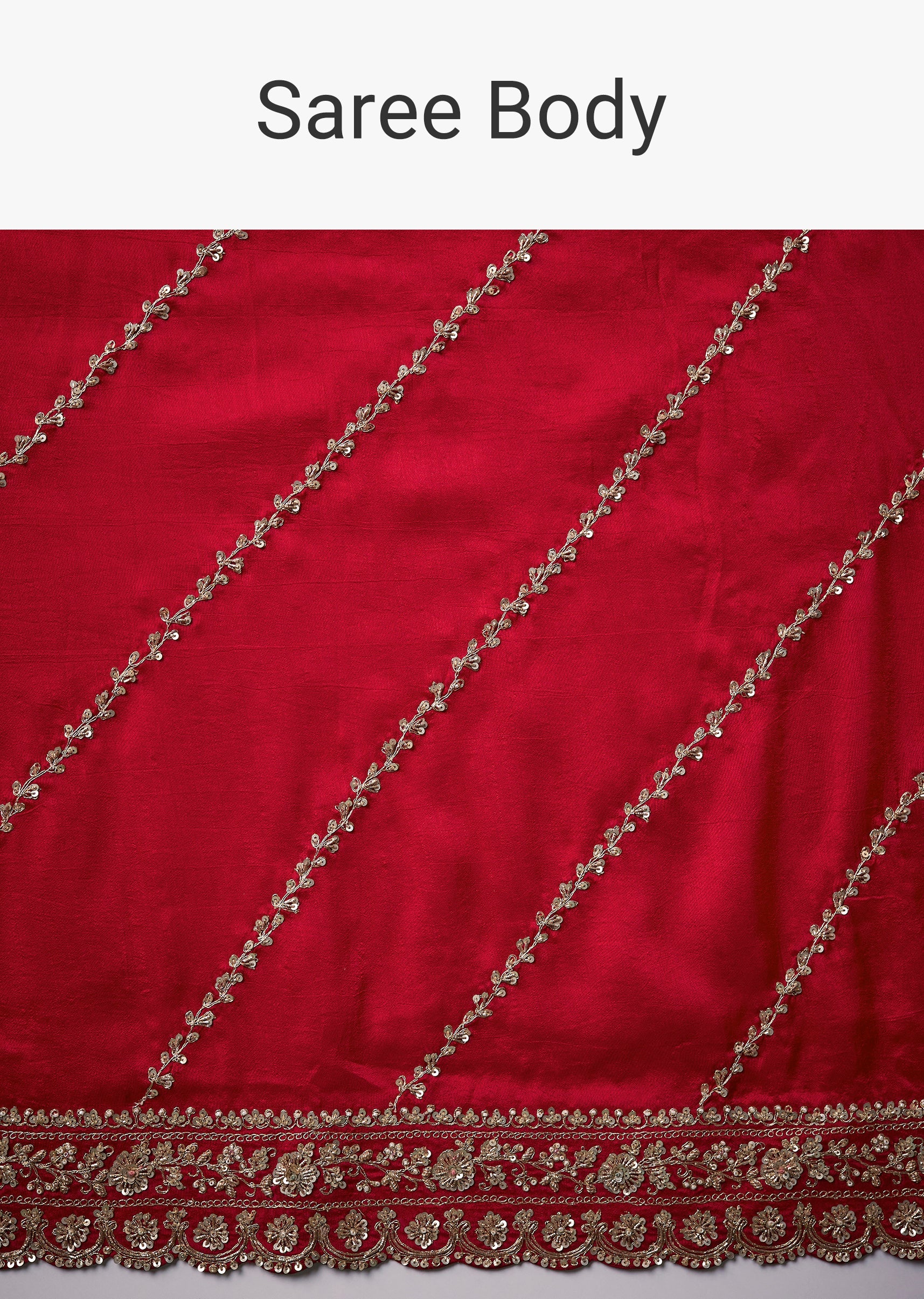 Red Bridal Silk Embroidered Saree with Unstitched Blouse - Image 9