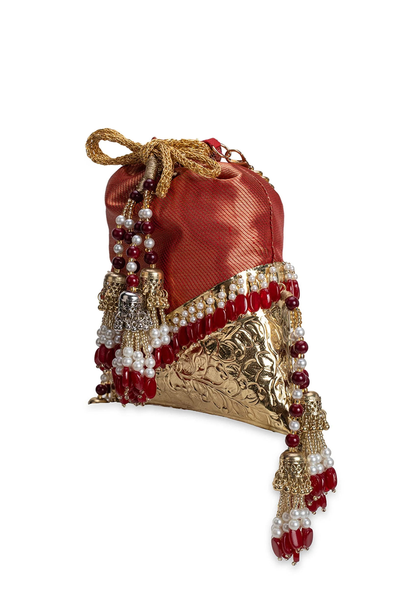 Red Brocade Potli Bag - Image 4