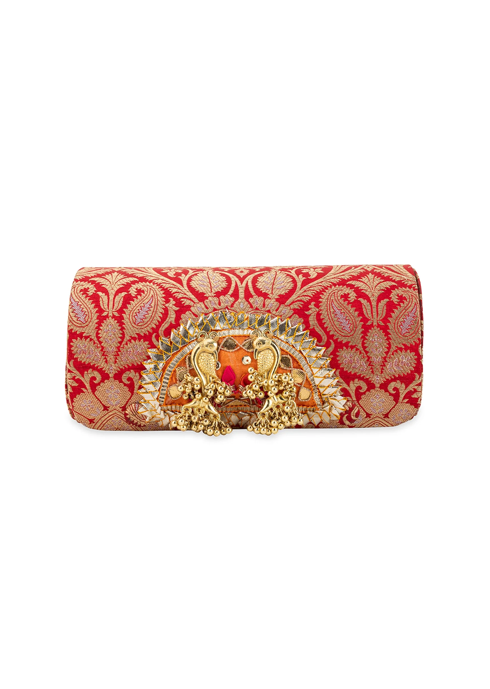 Red Brocade Textured Paisley Motif Bag - Image 2