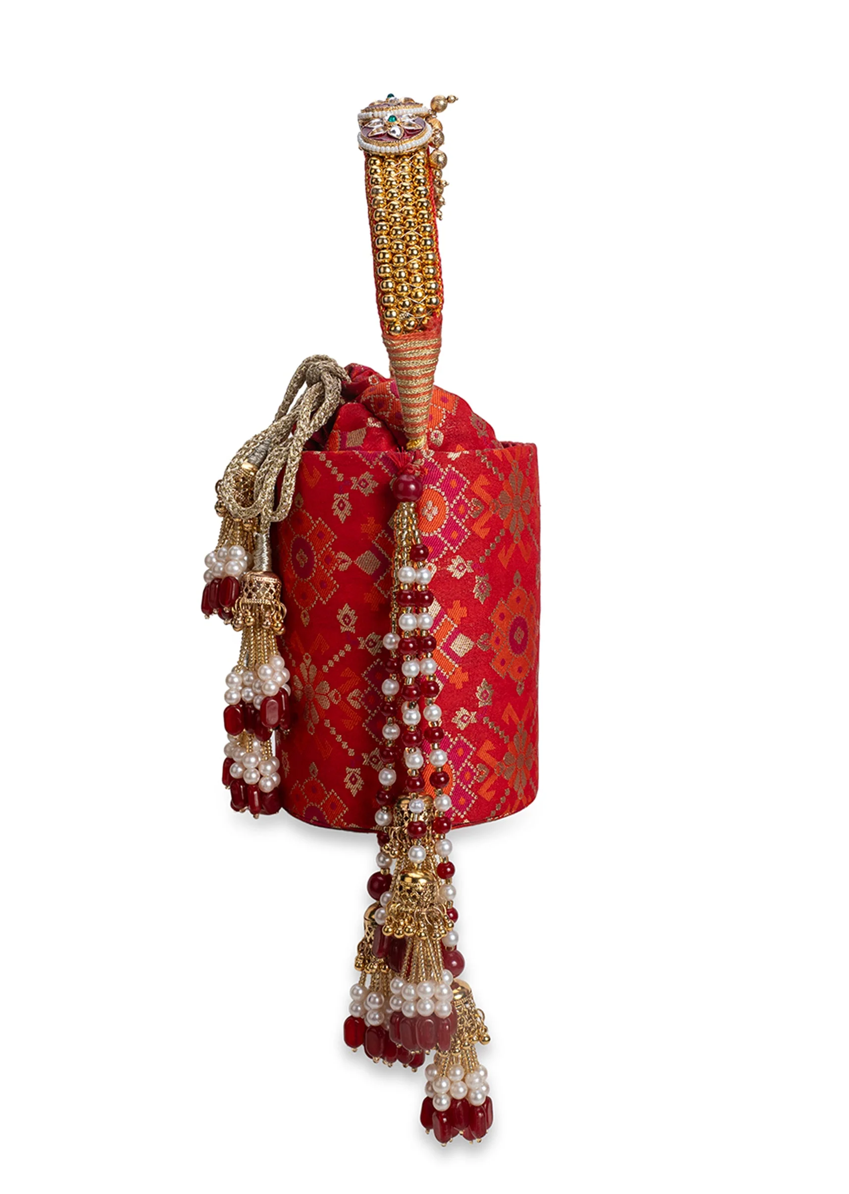 Red Cotton Potli Bag - Image 6