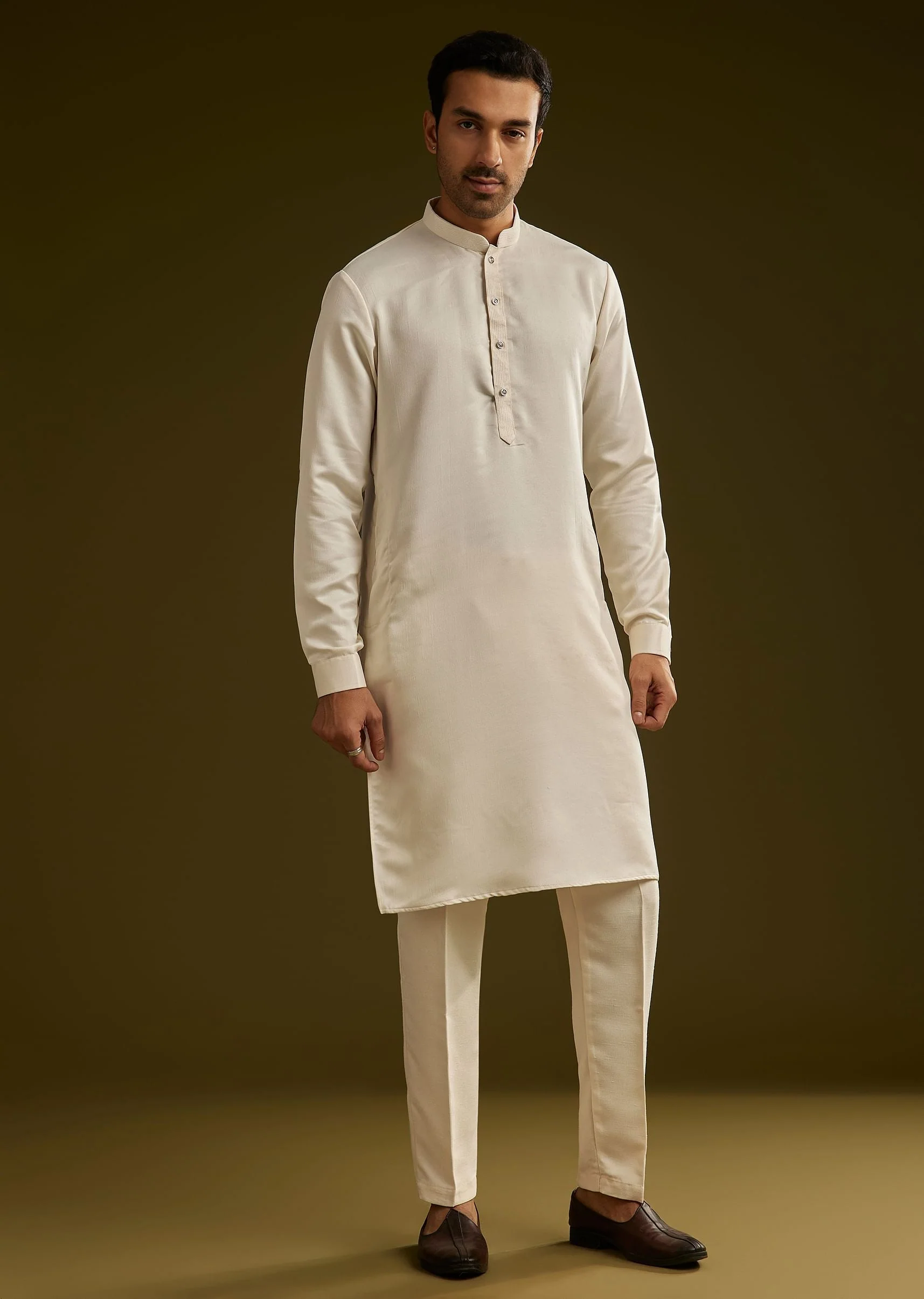 Red Cotton Silk Kurta Set With Nature Motif Jacket - Image 6