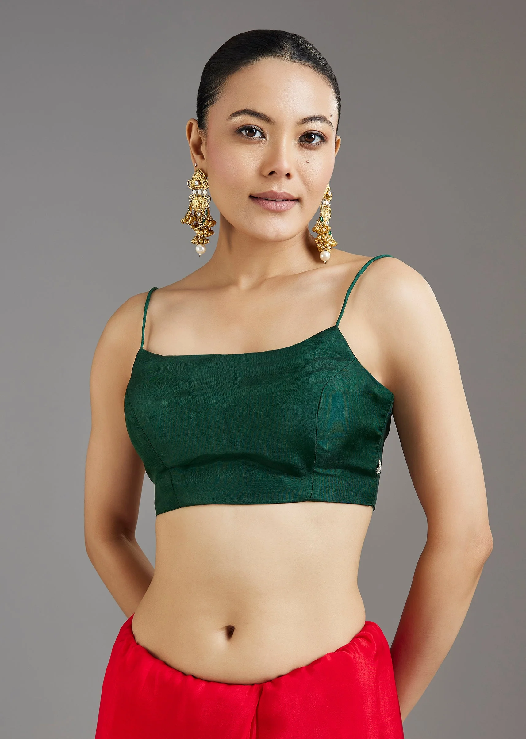 Red Crepe Saree - Image 7