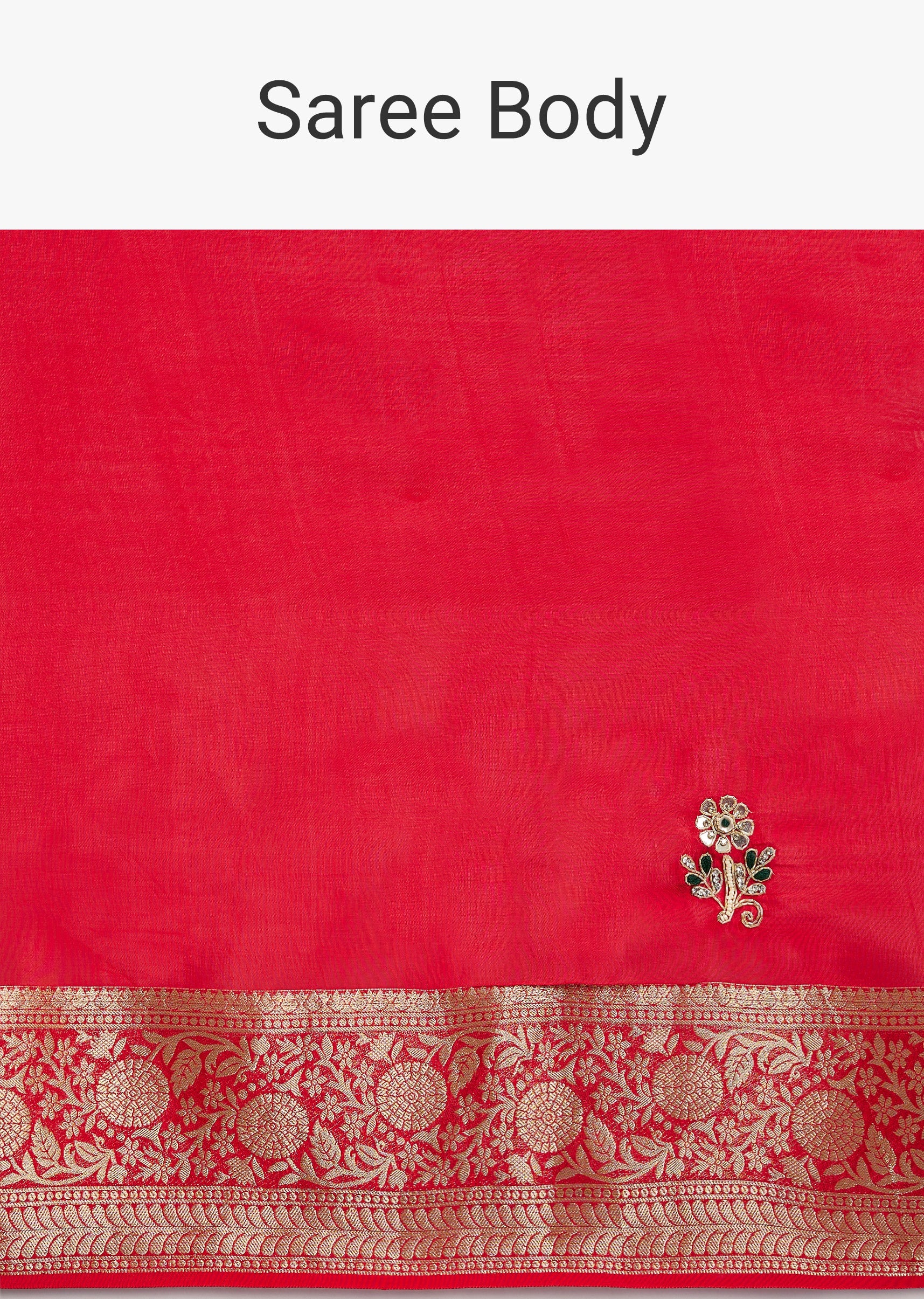 Red Crepe Saree - Image 9