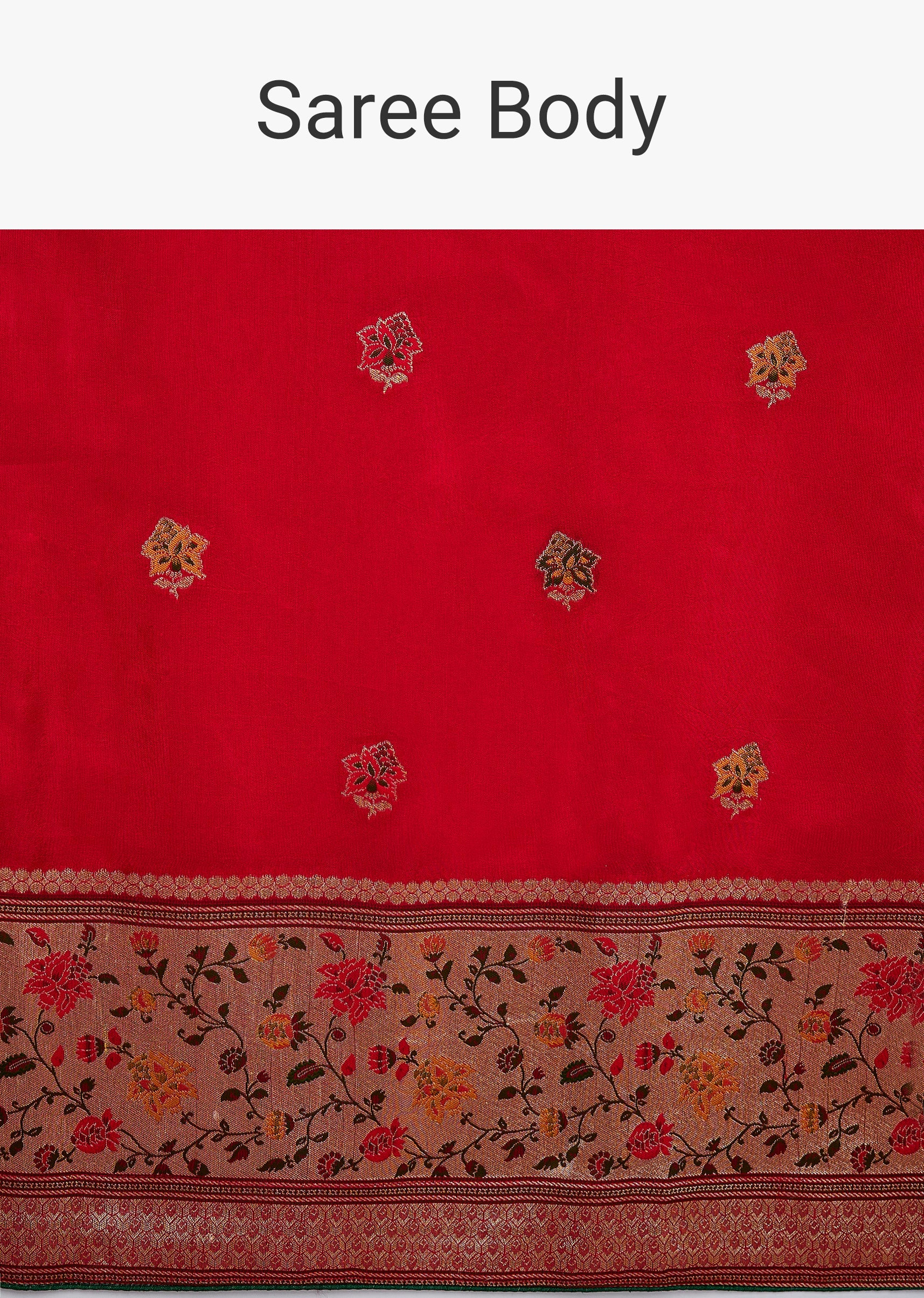 Red Dola Silk Paithani Inspired Saree - Image 9
