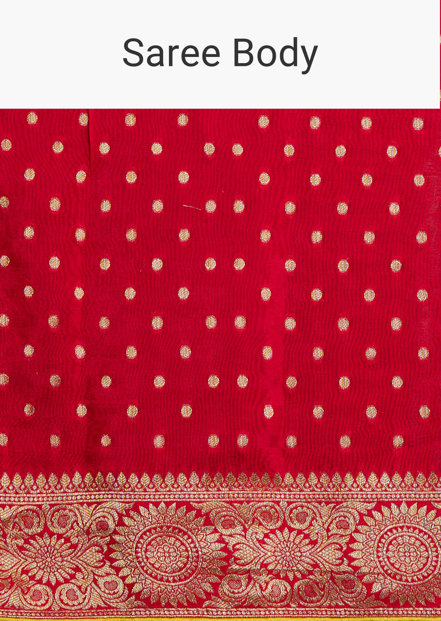 Red Dola Silk Saree With Butti And Floral Woven Border - Image 9