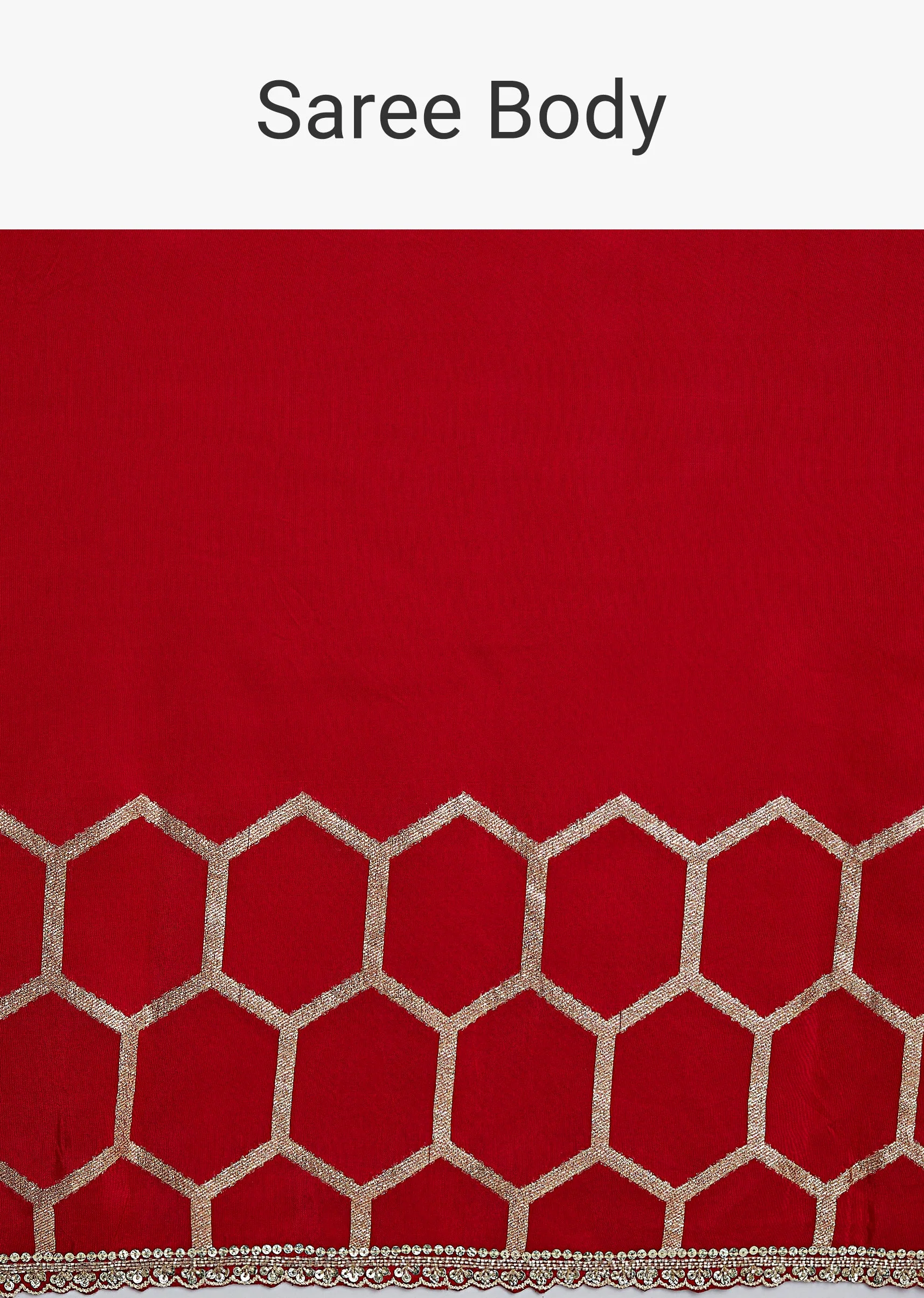 Red Dola Silk Saree With Ready Stitched Blouse - Image 9