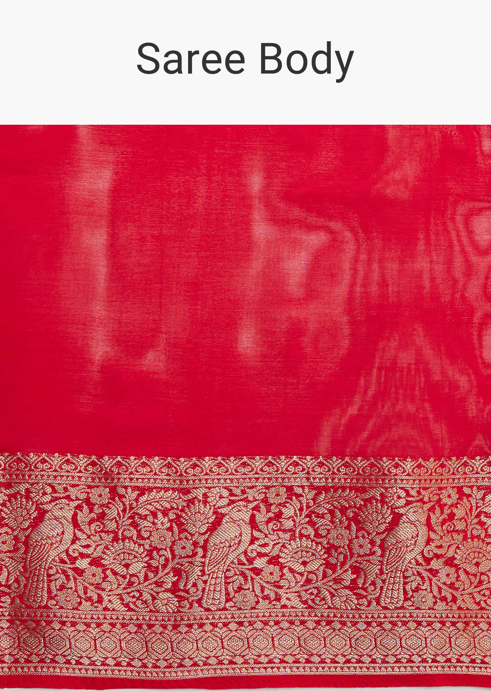 Red Dola Silk Saree With Woven Border And Pallu - Image 9