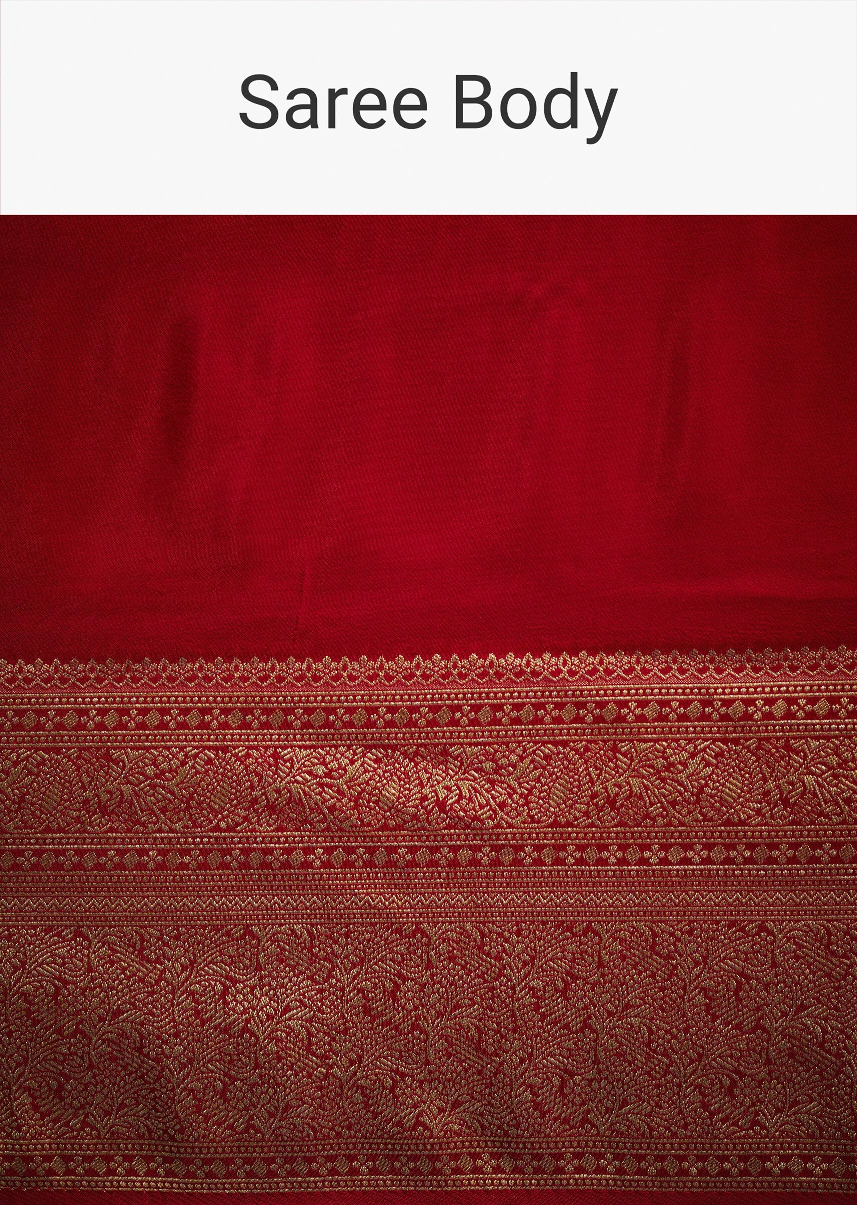 Red Dola Silk Saree With Zari Woven Border And Pallu - Image 9