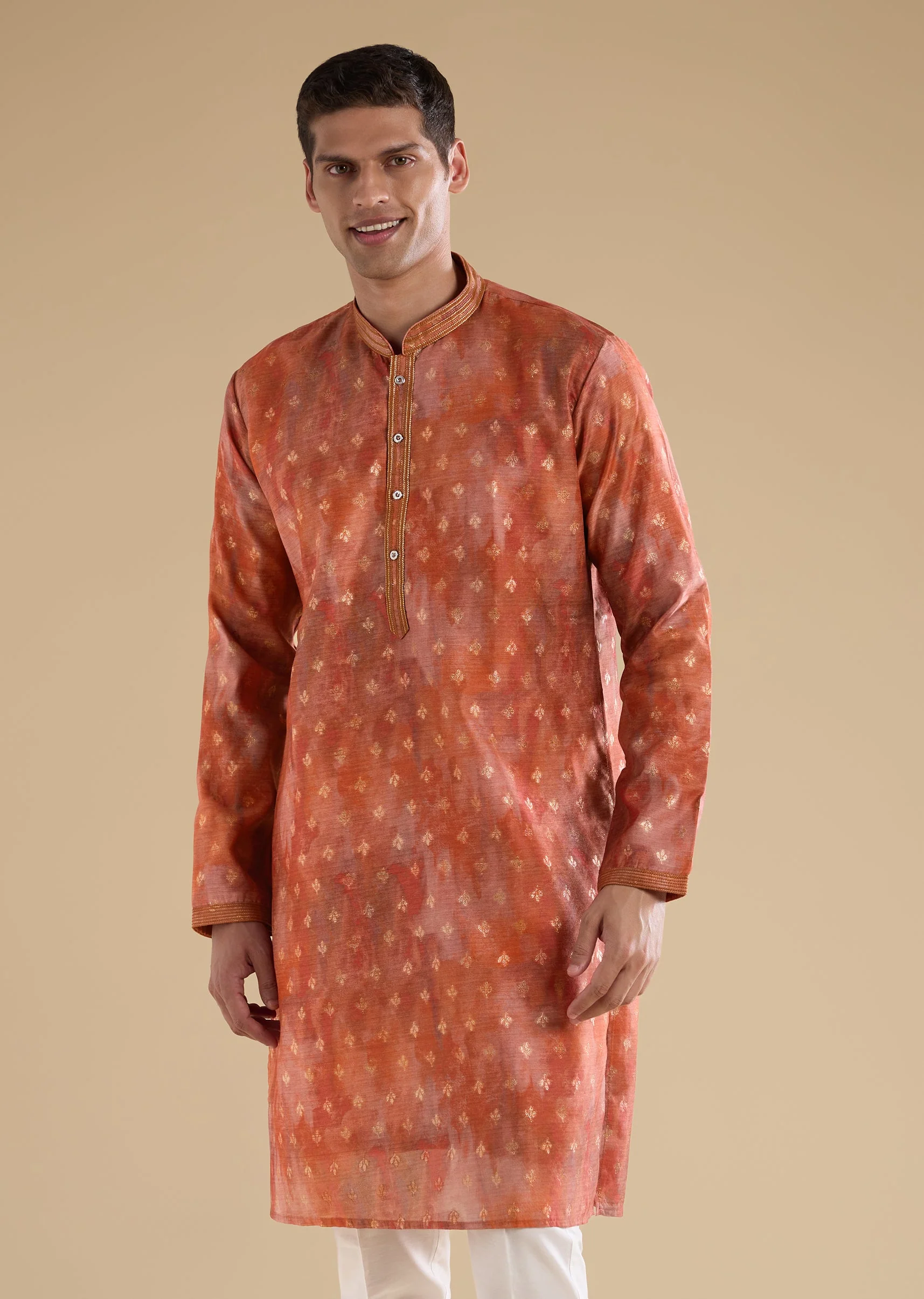 Red Embellished Silk Kurta Jacket Set - Image 6